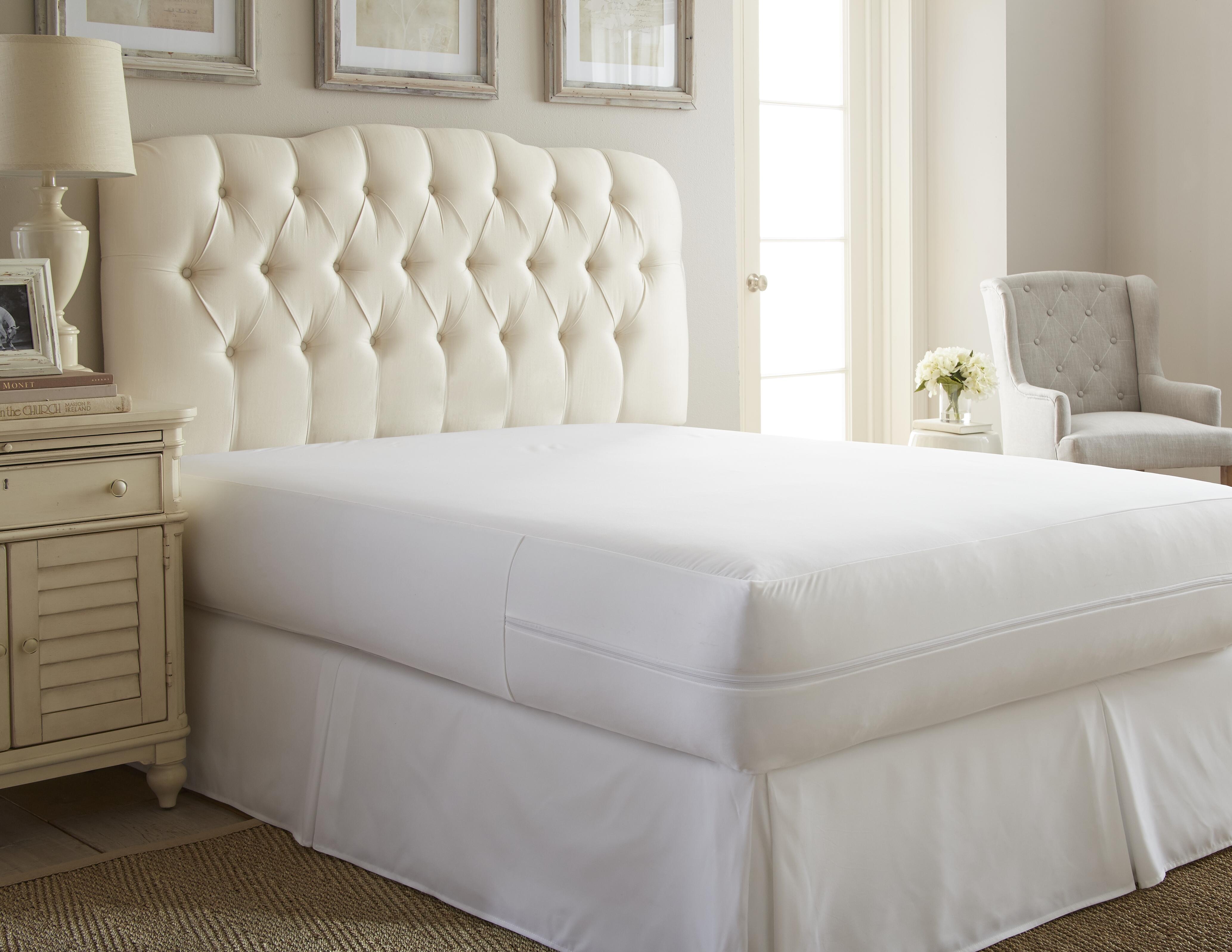 Zippered Twin Bed Bug and Spill Proof Mattress Protector, White, rollover