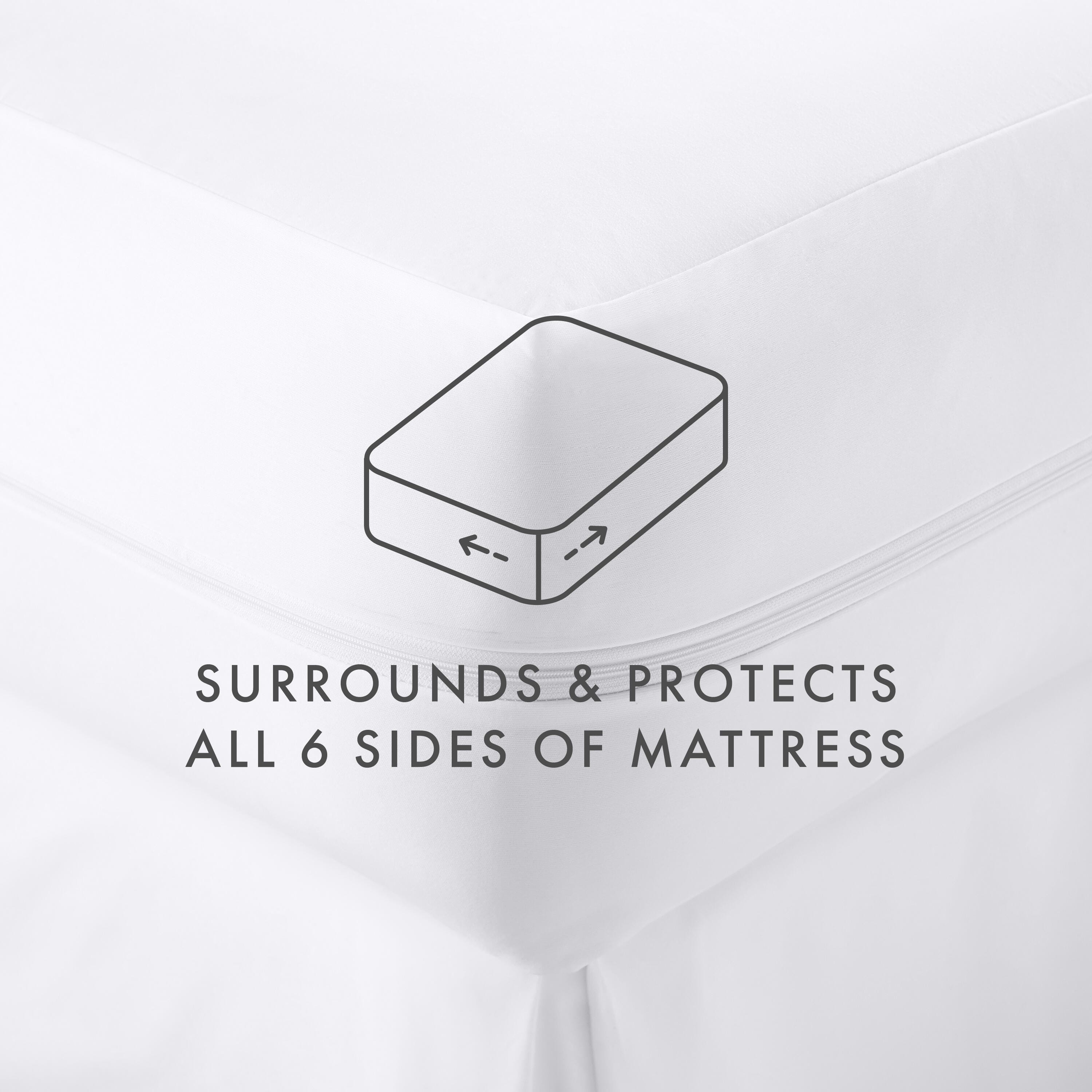 Zippered Twin XL Bed Bug and Spill Proof Mattress Protector, White, large