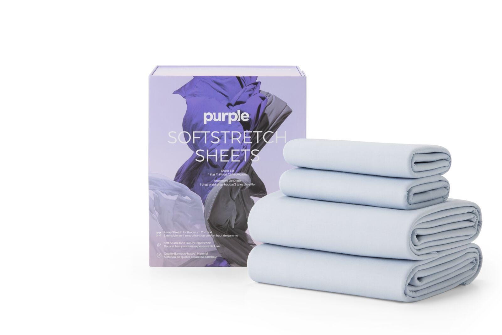 Purple&reg;&nbsp; SoftStretch Sheets Split King, Light Blue, large