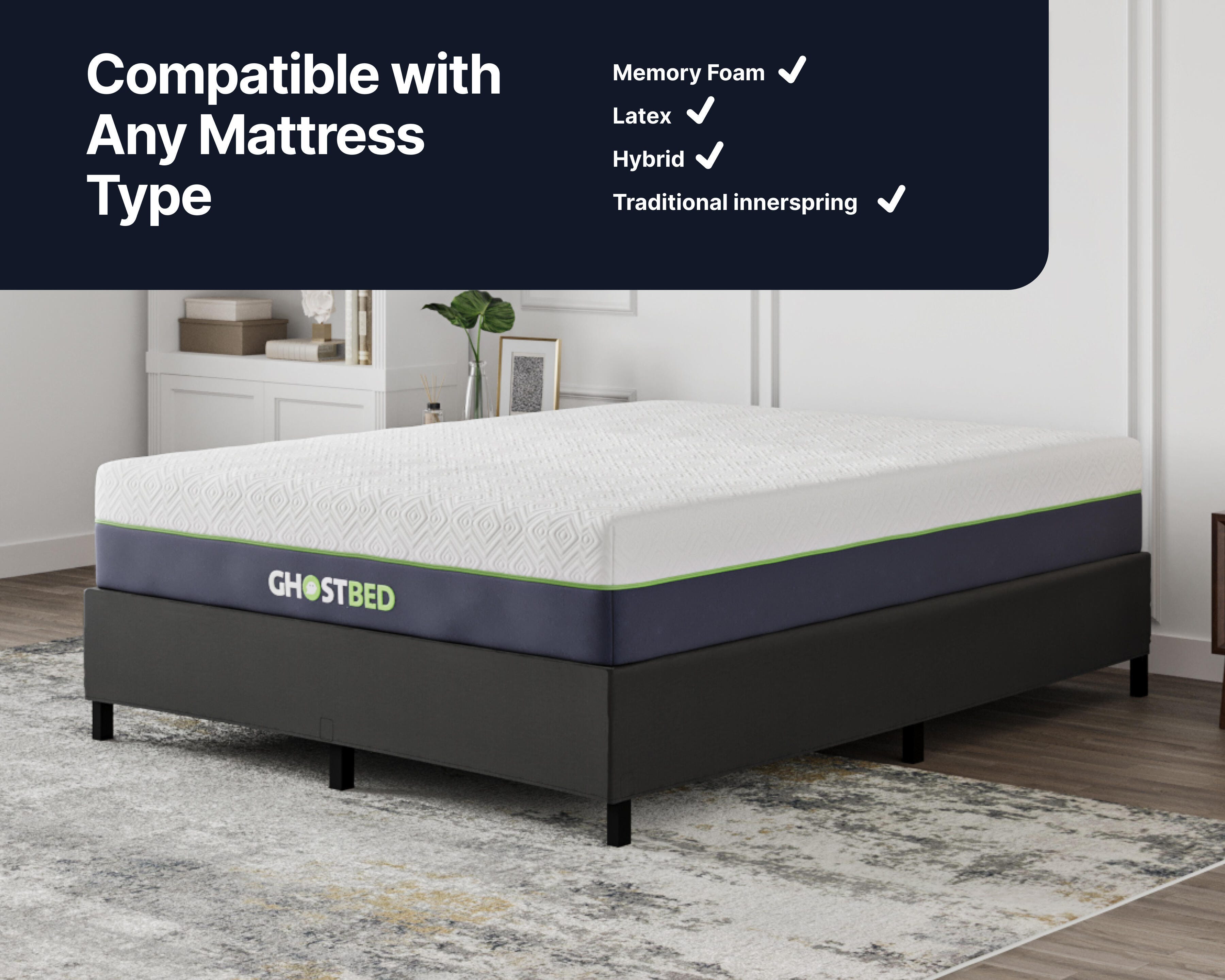 GhostBed All in One Metal Foundation, Black, large