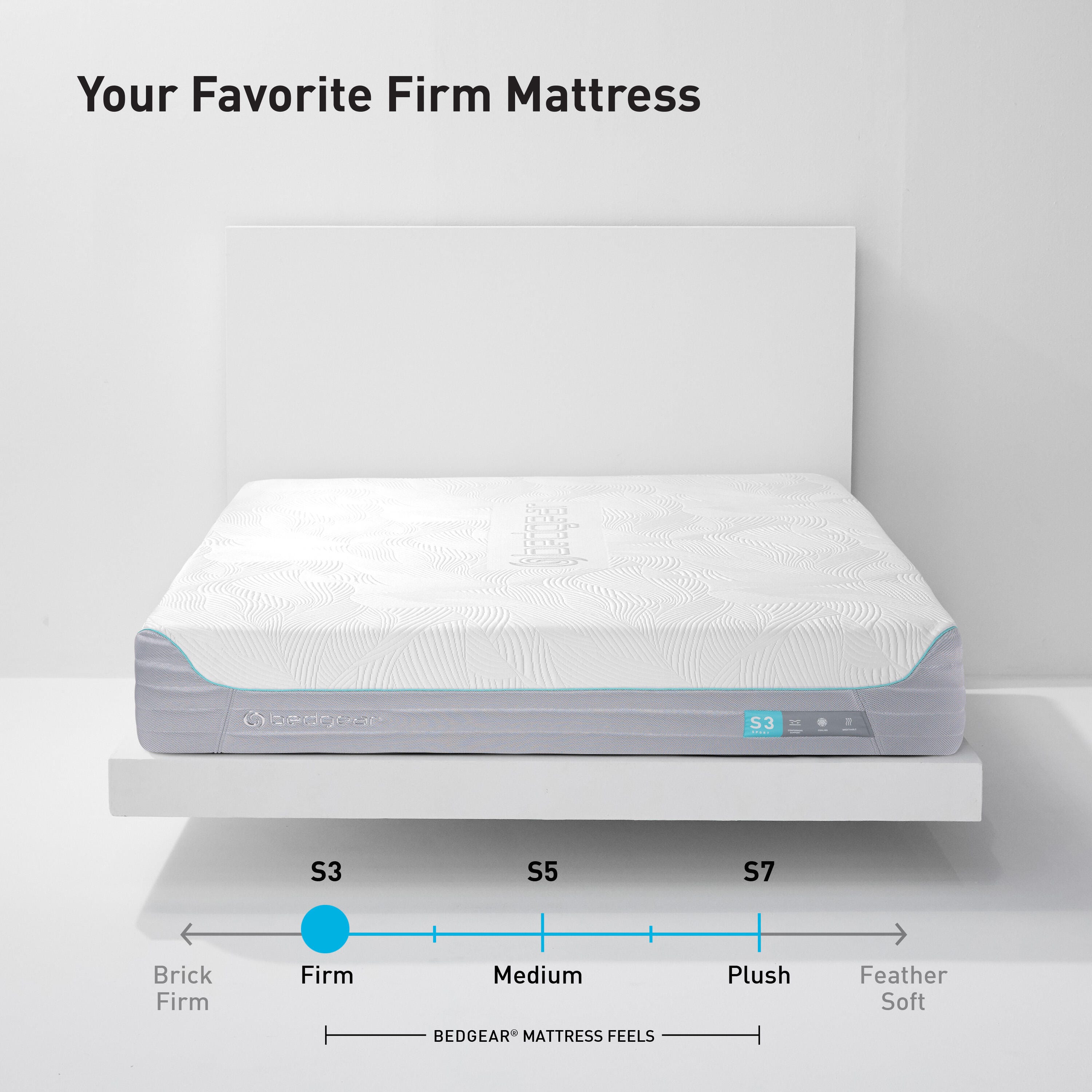 Bedgear S3 Performance Full Mattress, White, large