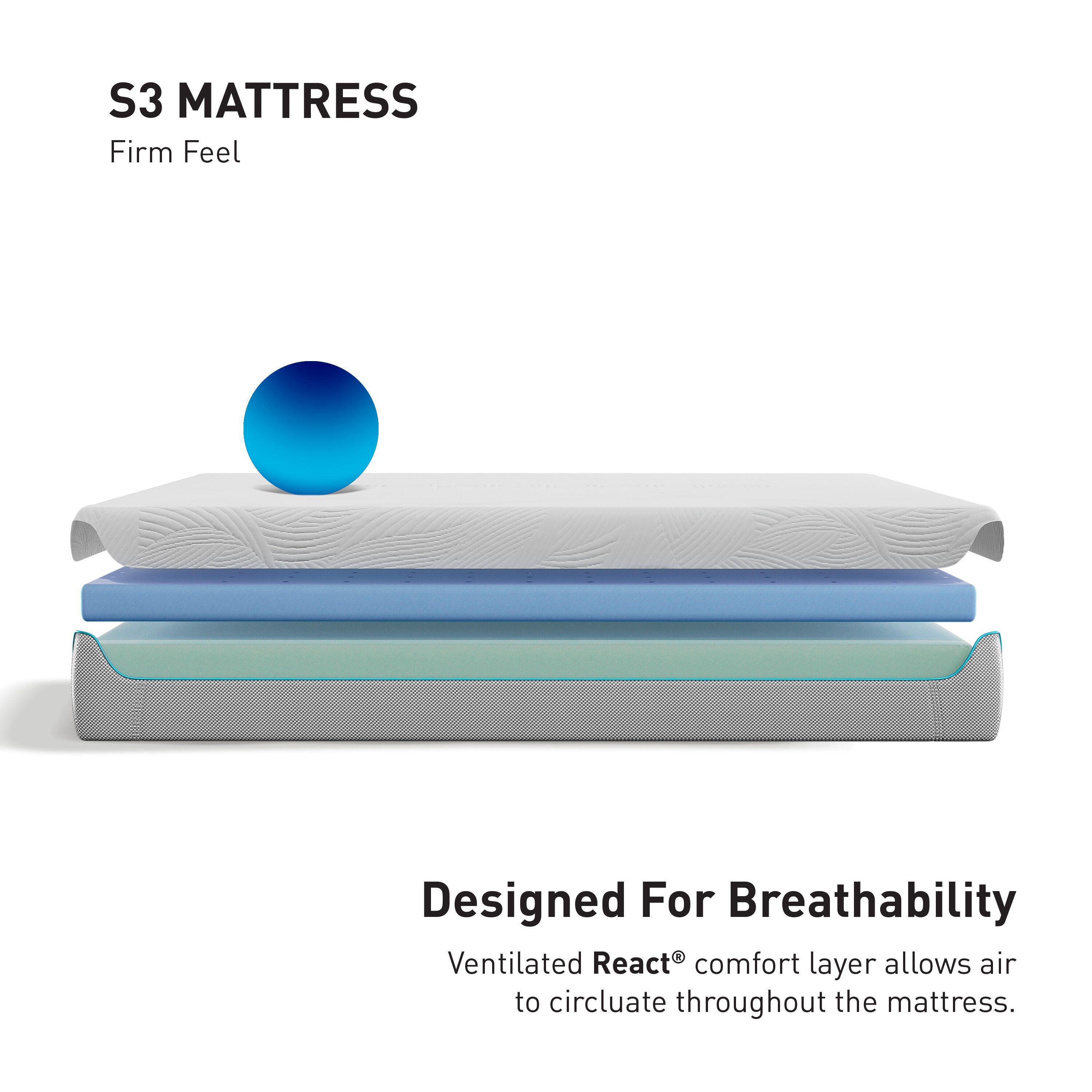 Bedgear S3 Performance Queen Mattress, White, large