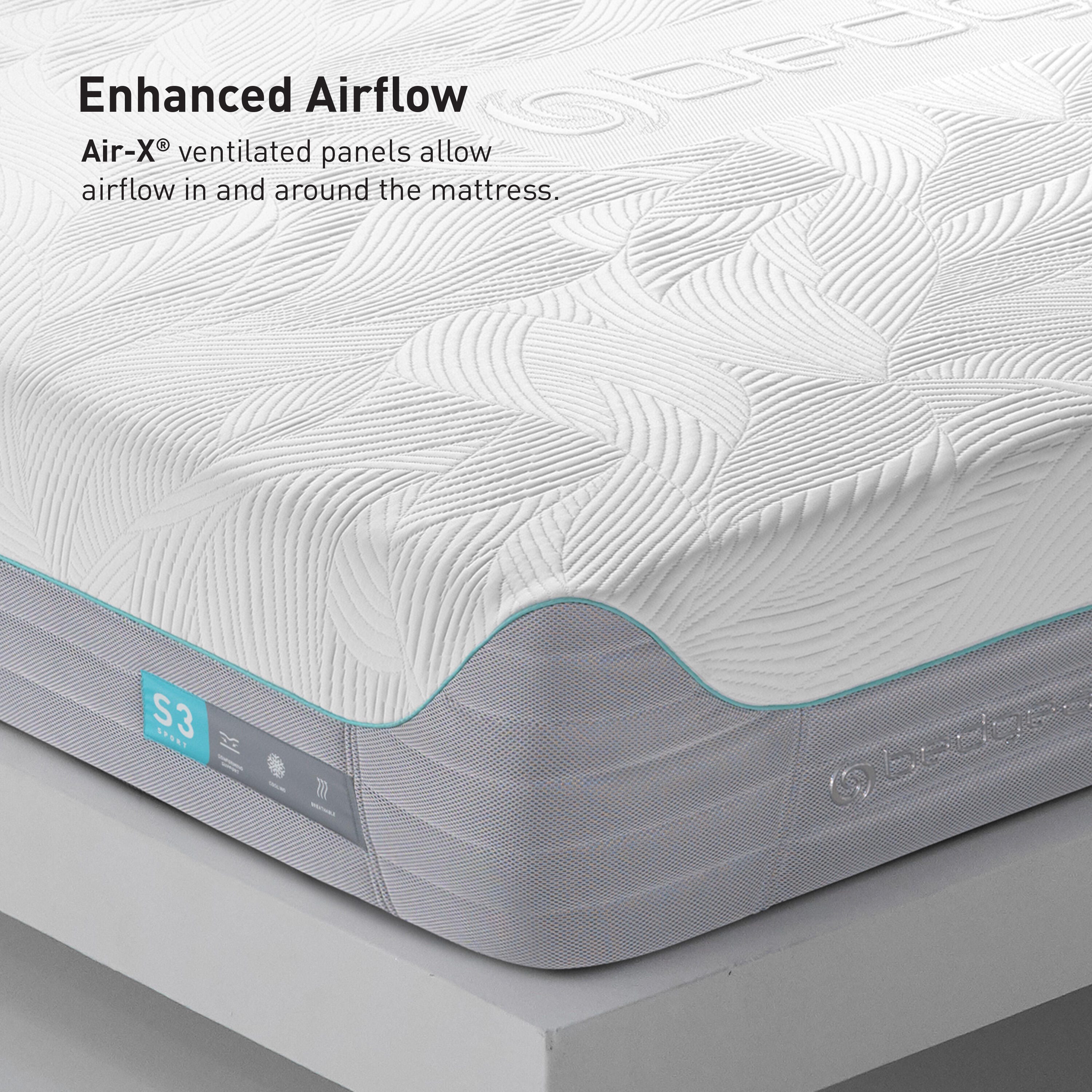 Bedgear S3 Performance Twin Mattress, White, large