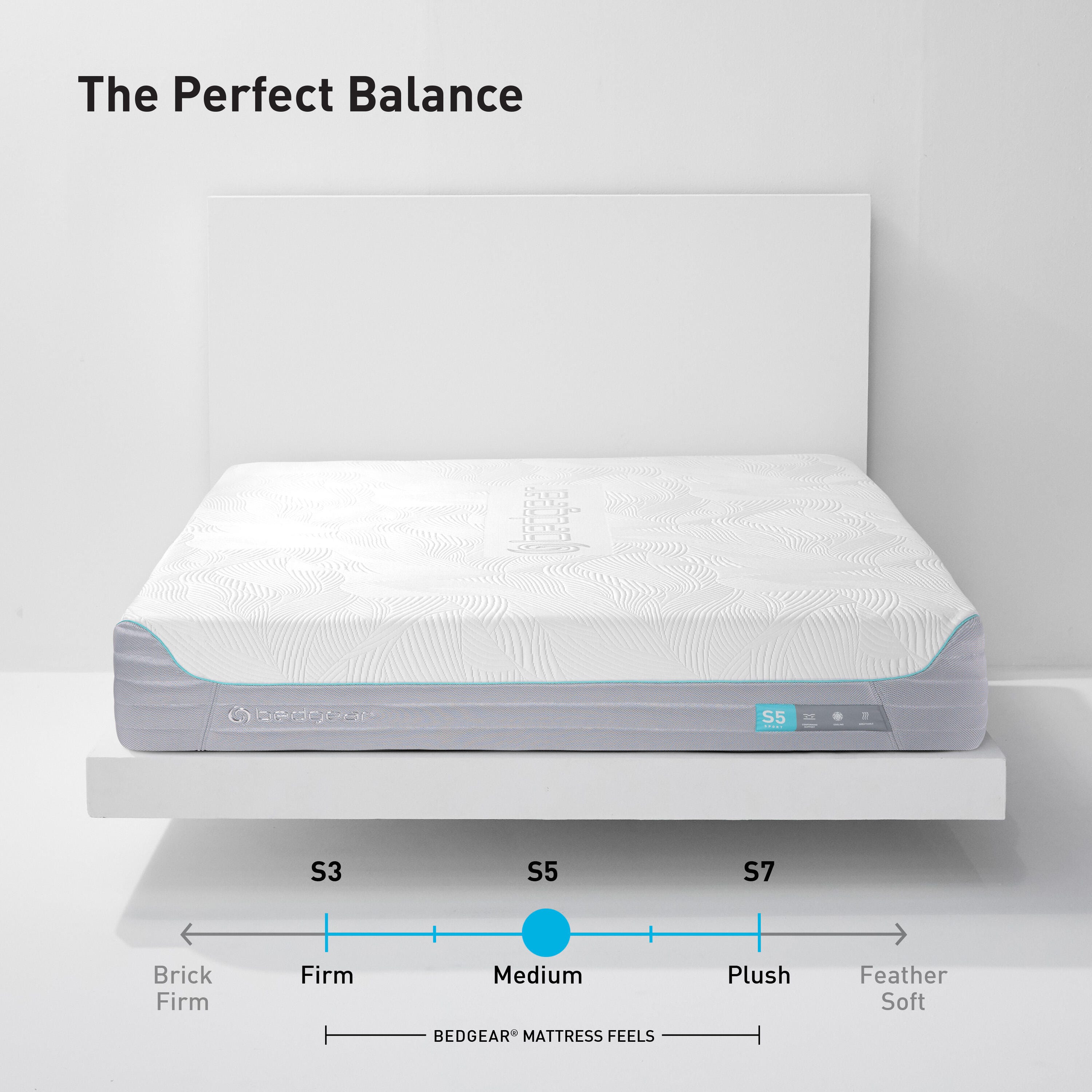 Bedgear S5 Performance Full Mattress, White, large