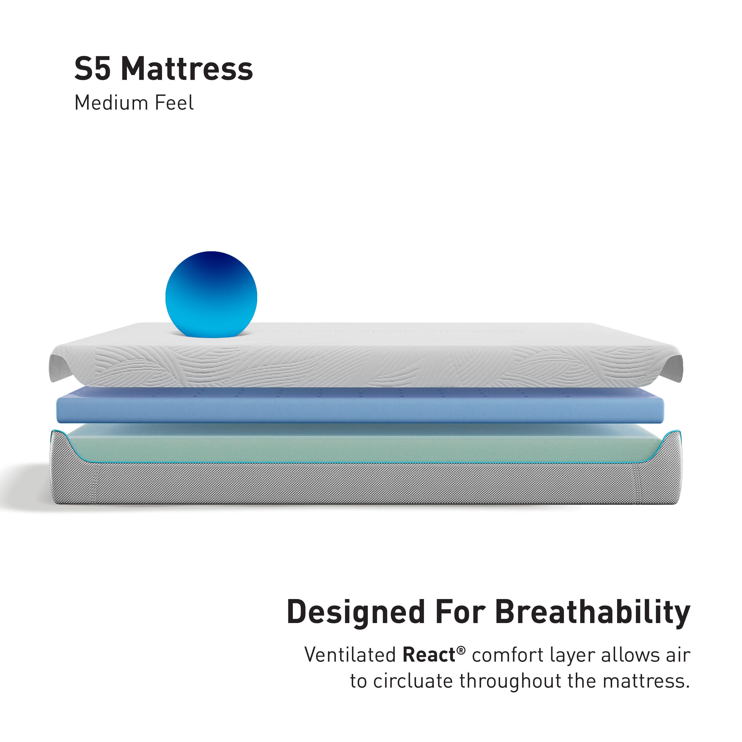 Bedgear S5 Performance Full Mattress, White, large