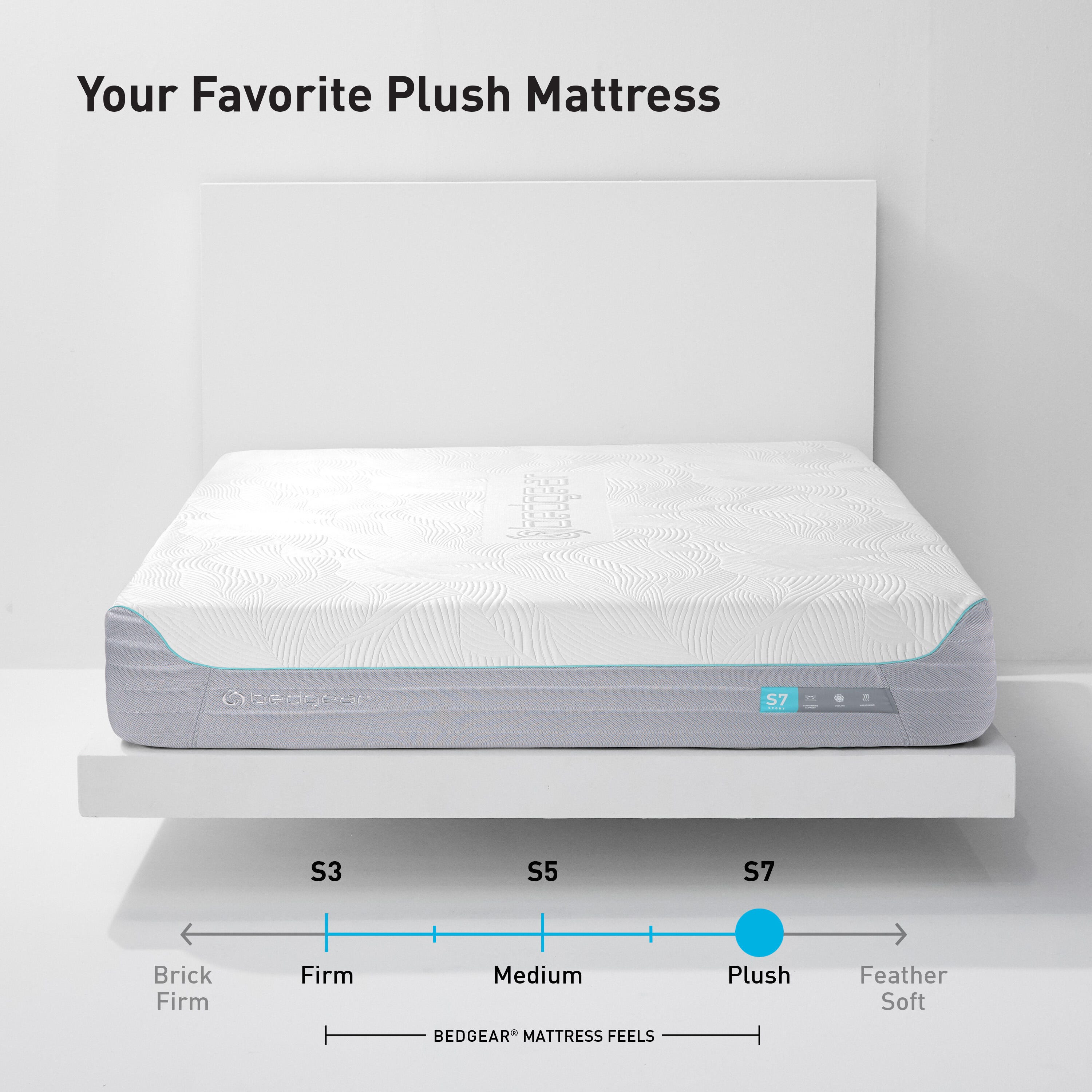 Bedgear S7 Performance Twin Mattress, White, large