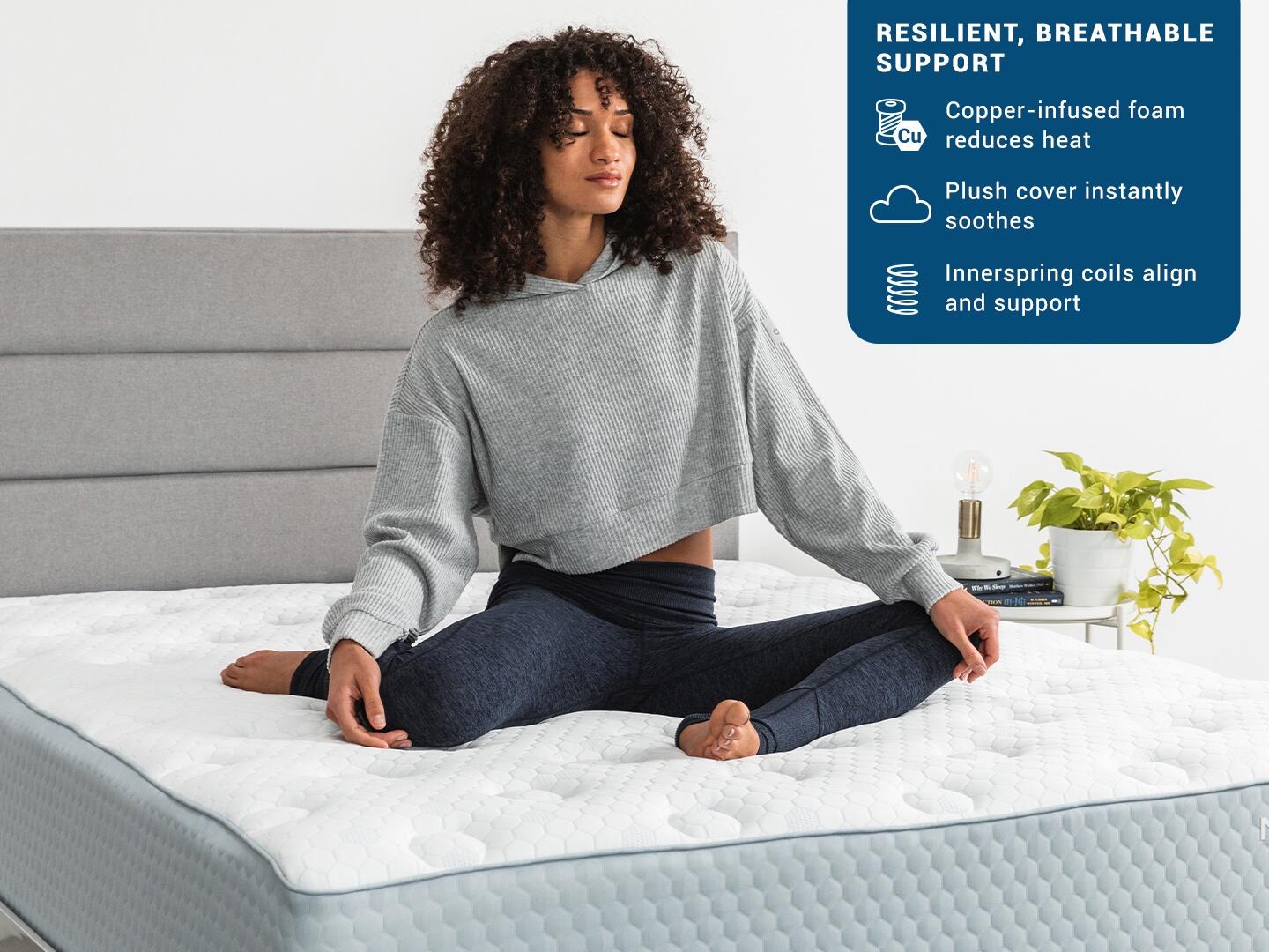 CopperWELL Medium Gel Memory Foam and Innerspring 13 Inch Full Mattress, White, large
