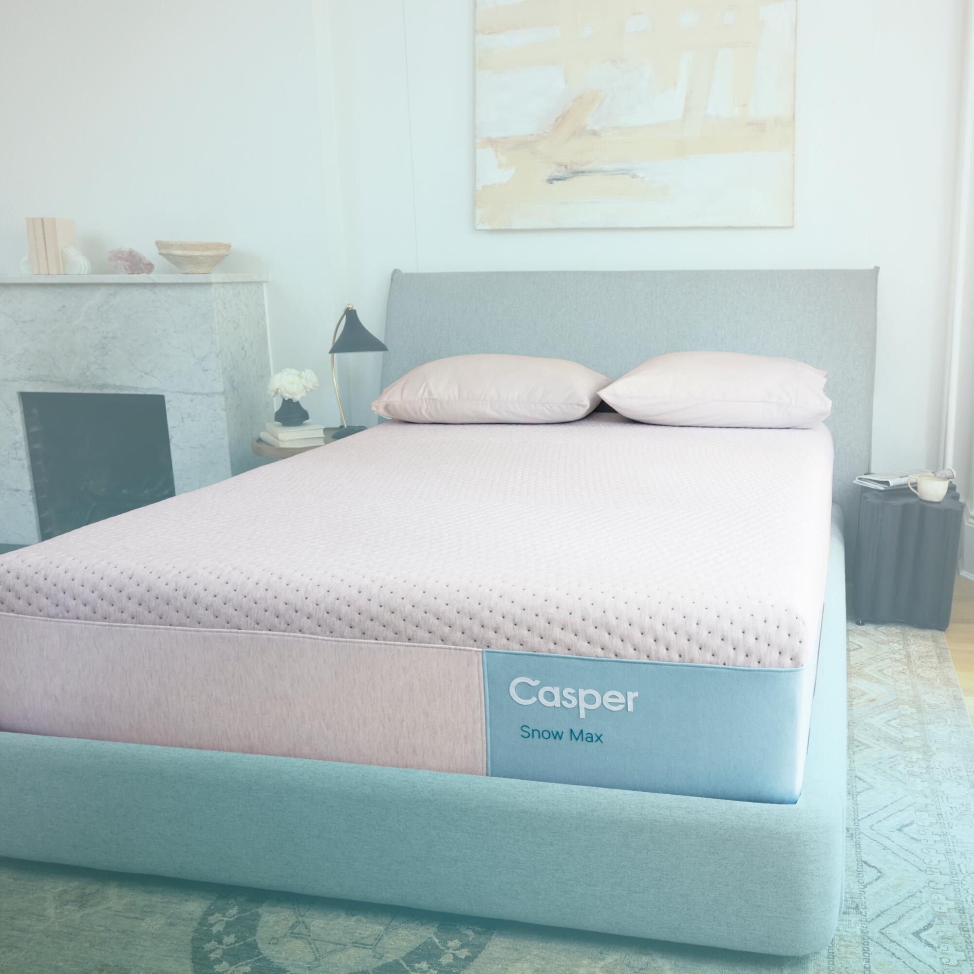 Casper Snow Max 3.0 Queen Mattress, White/Light Teal, rollover