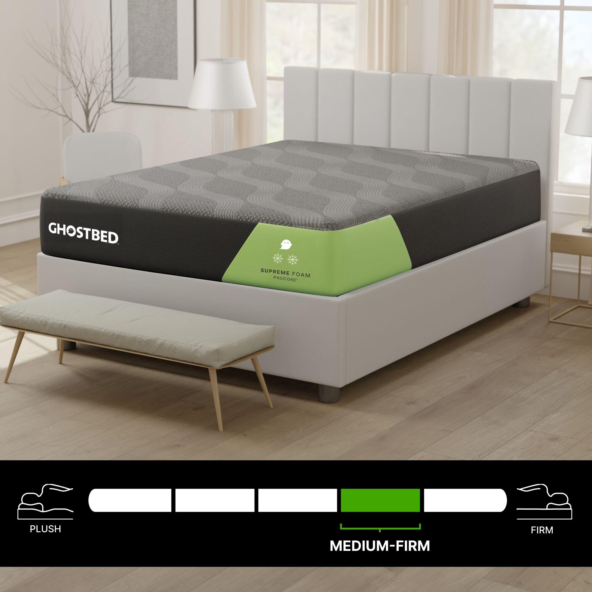 GhostBed Supreme Firm Memory Foam Queen Mattress, Gray, large