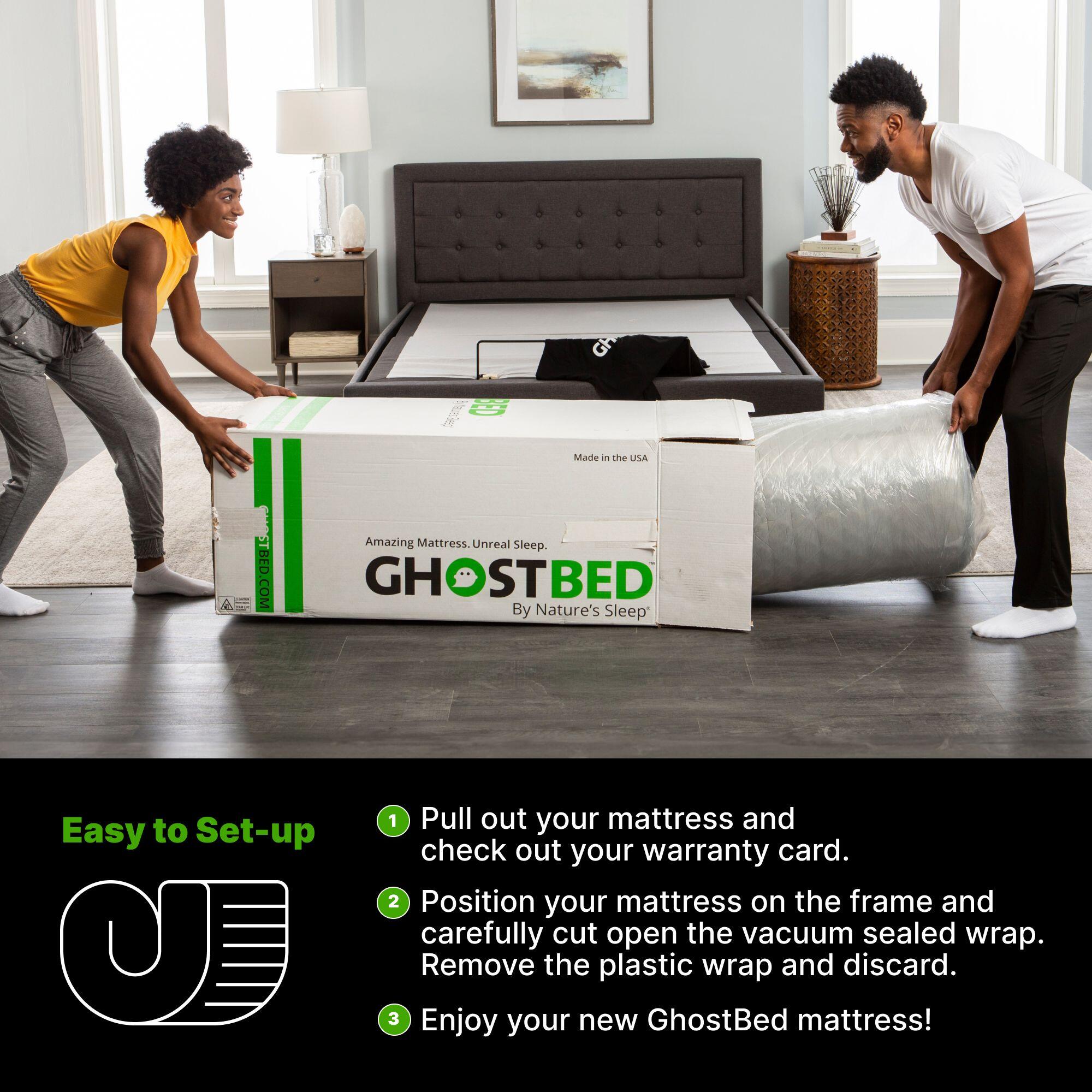 GhostBed Supreme Firm Memory Foam Queen Mattress, Gray, large