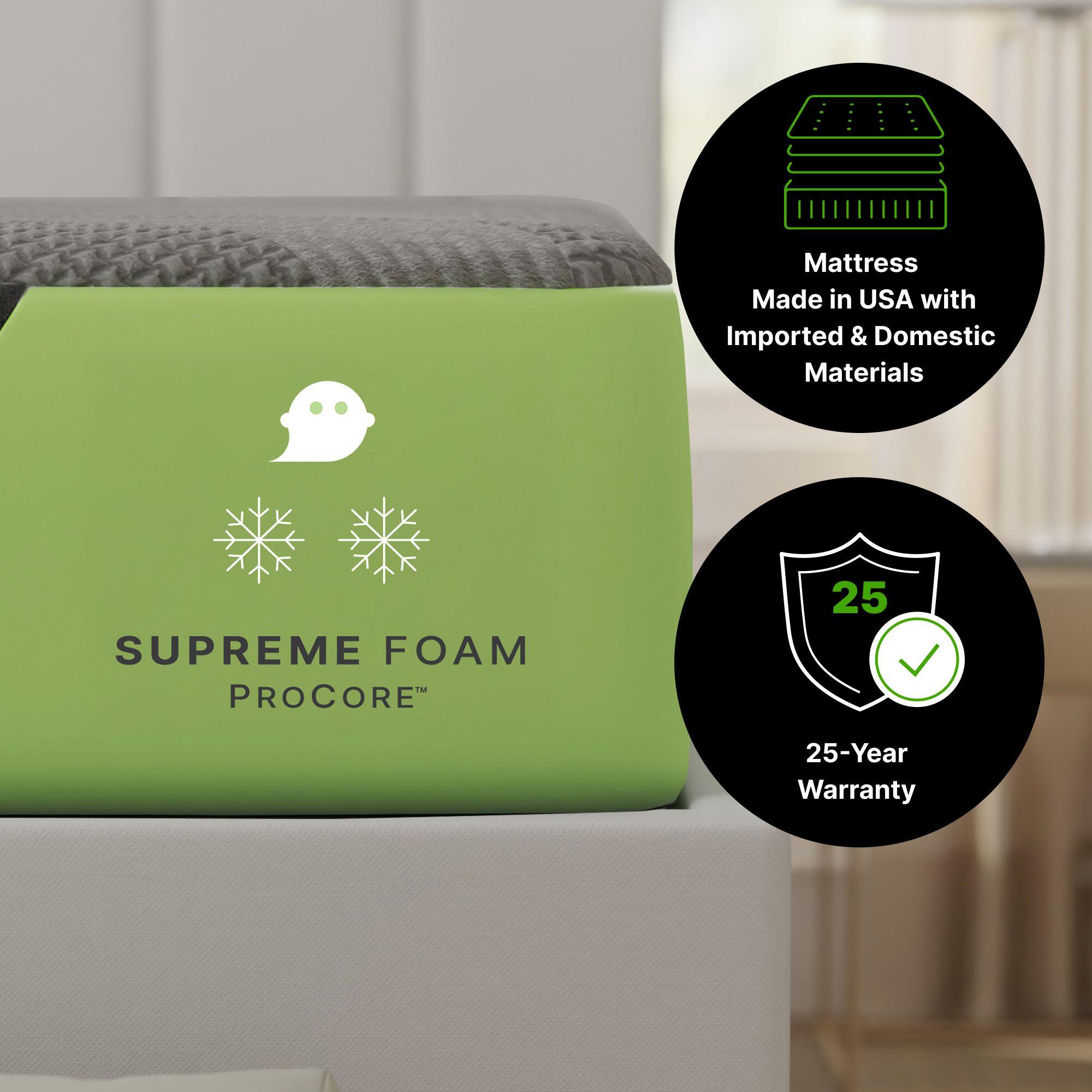 GhostBed Supreme Firm Memory Foam Queen Mattress, Gray, large