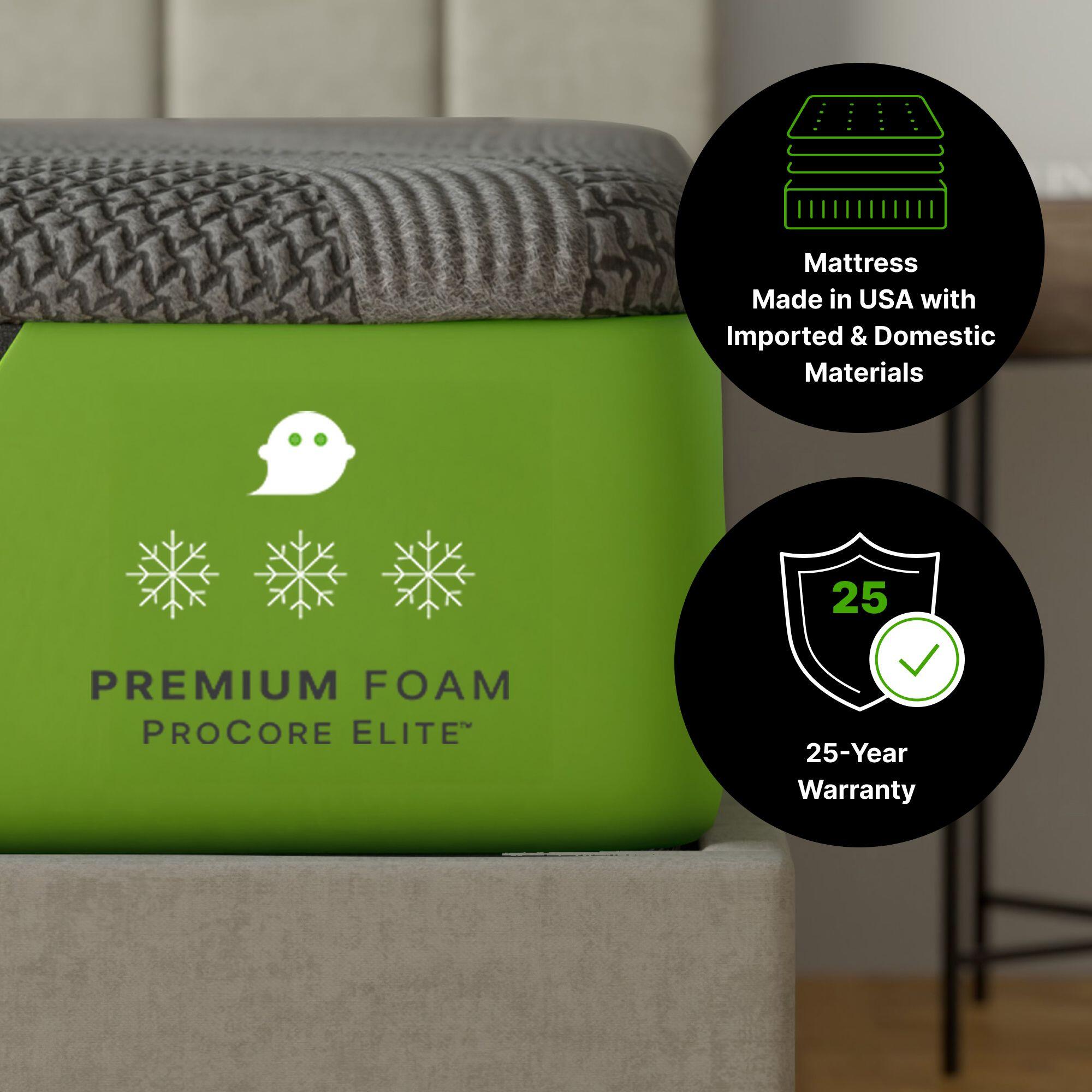 GhostBed Premium Medium Memory Foam King Mattress, Gray, large
