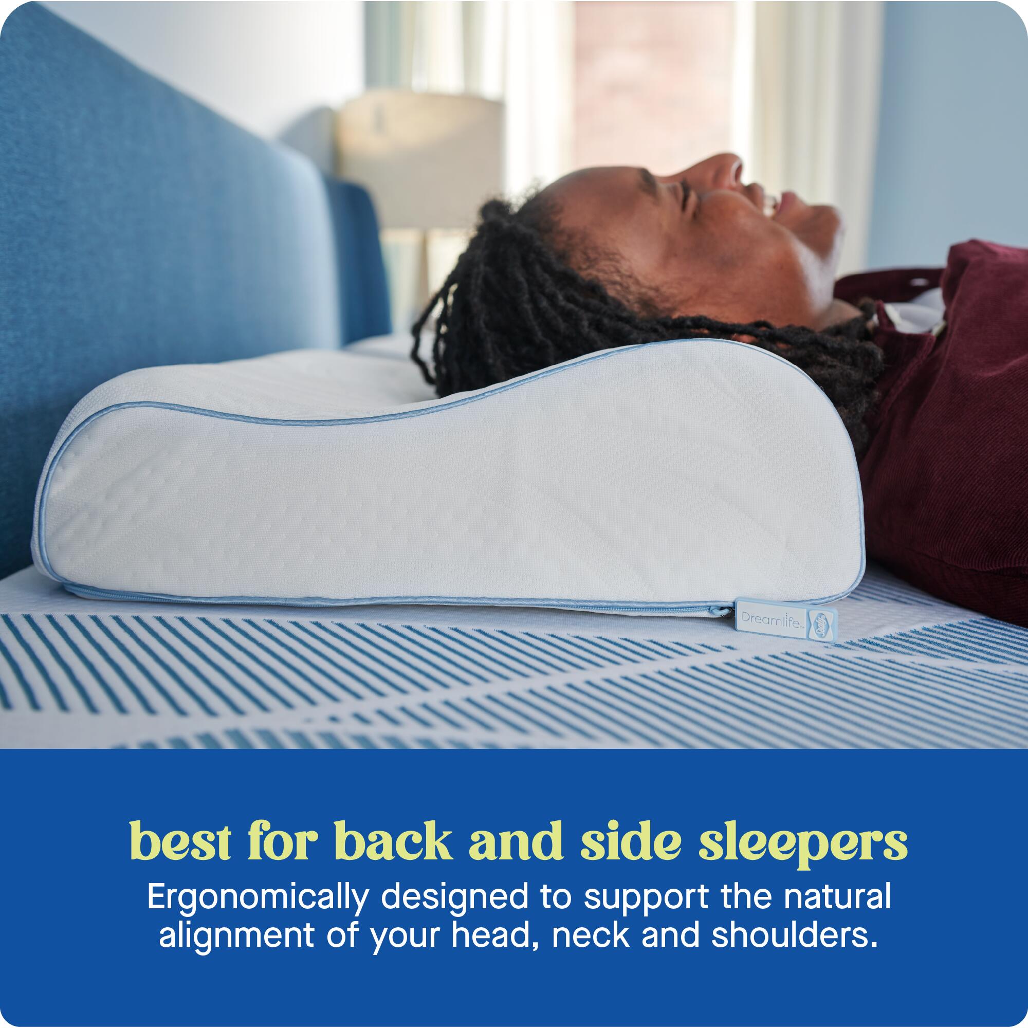 Sealy Dreamlife Ergonomic Standard Memory Foam Pillow, , large