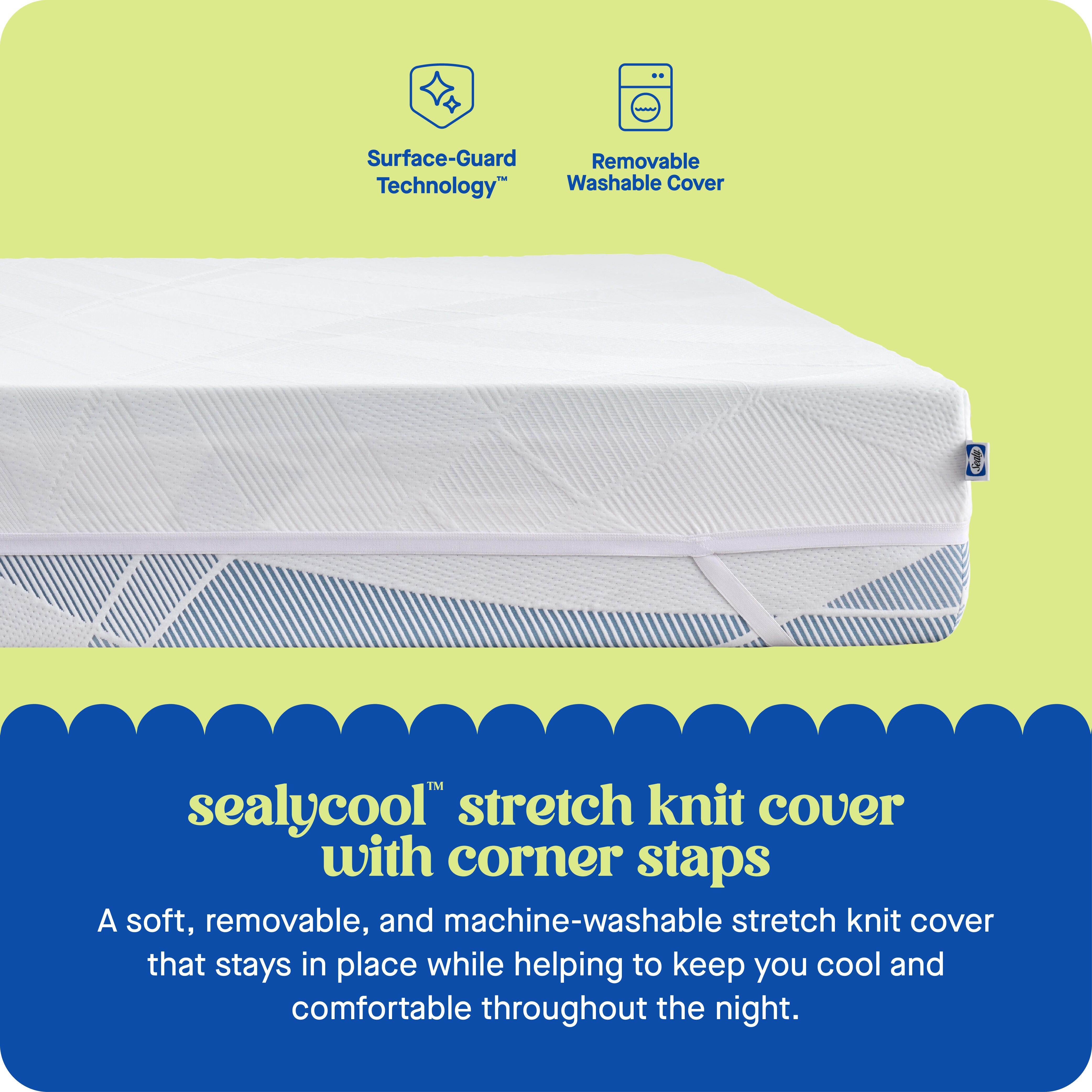 Sealy Dreamlife Solid King Mattress Topper, White, large