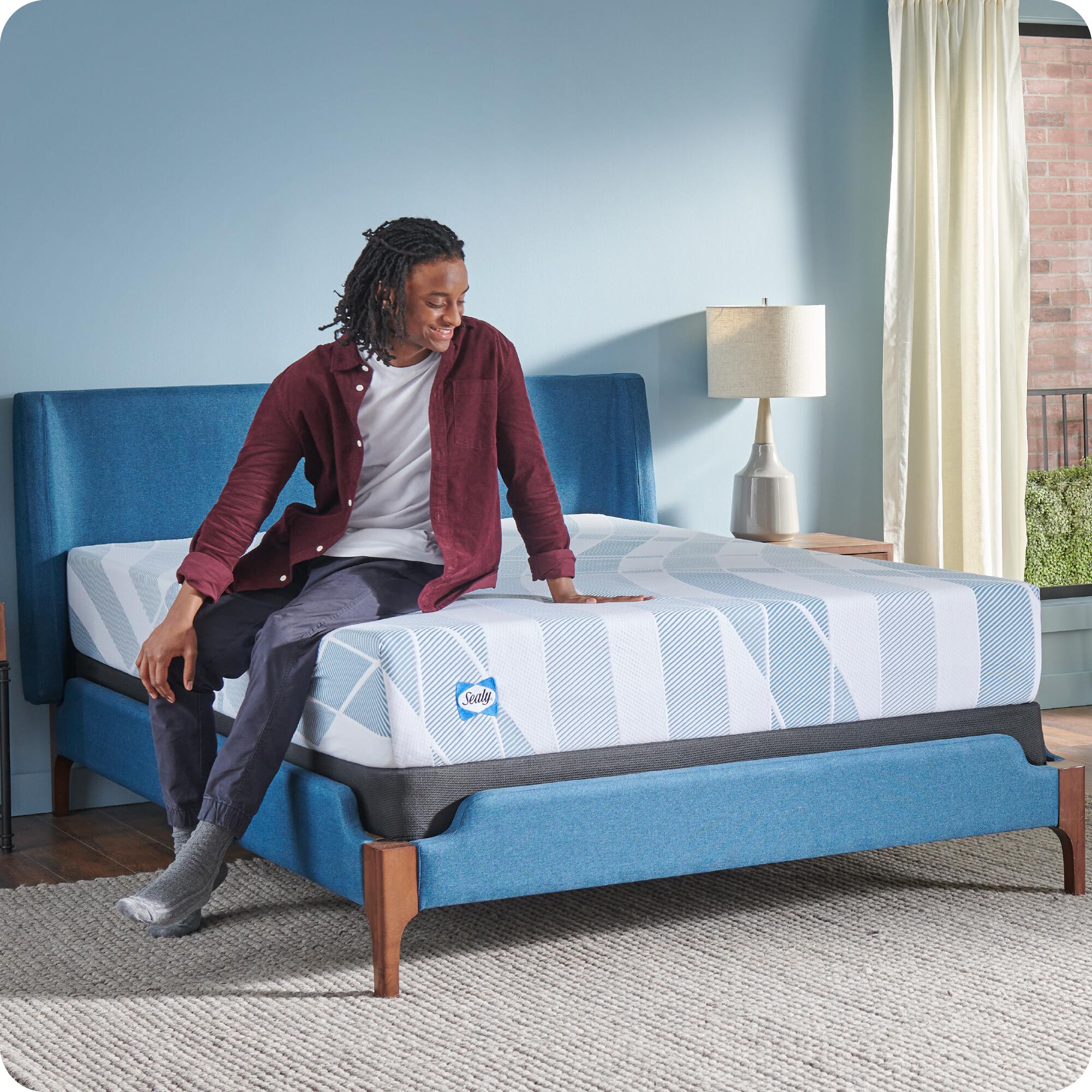 Sealy Dreamlife Medium Memory Foam California King Mattress, Blue/White/Gray, large