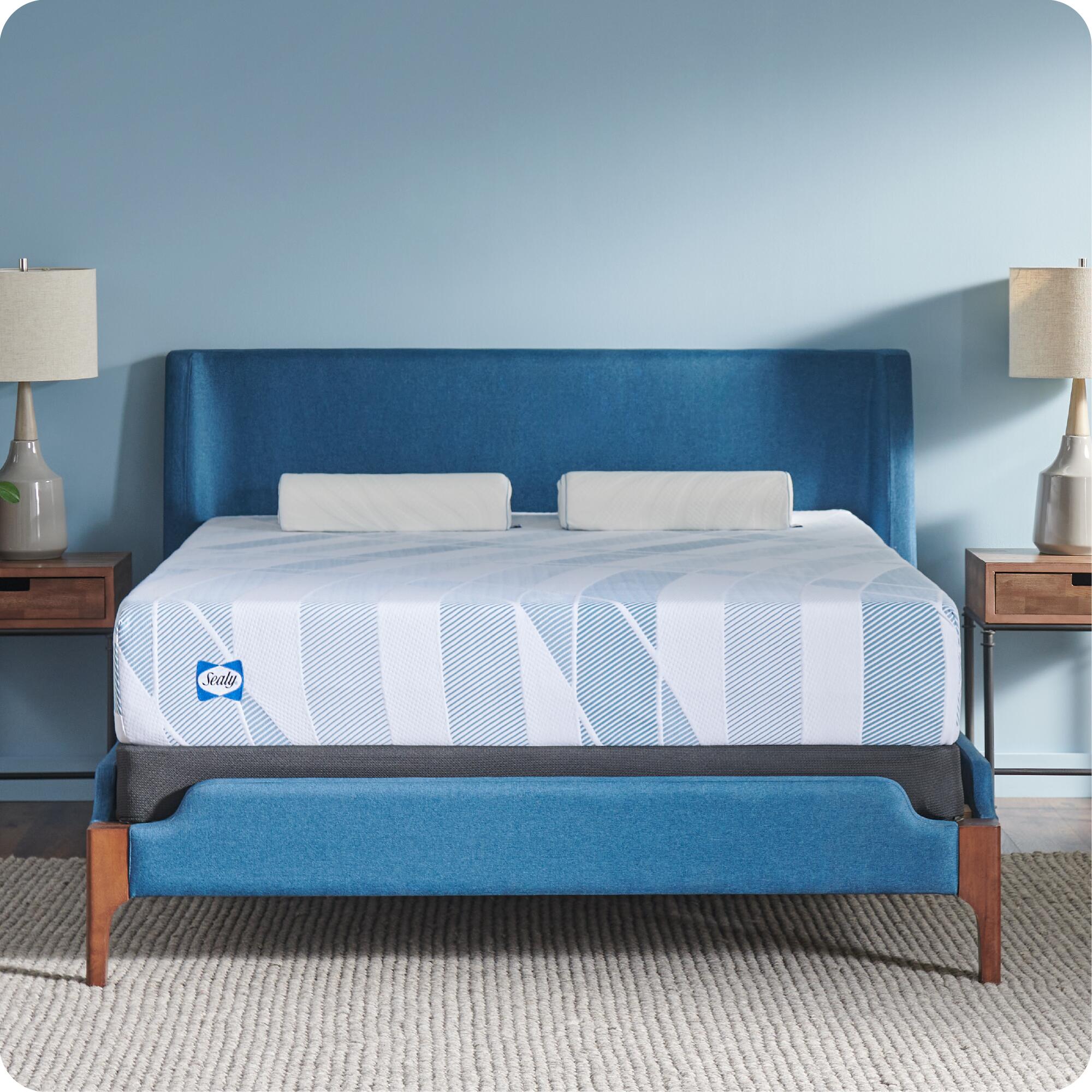 Sealy Dreamlife Medium Memory Foam Queen Mattress, Blue/White/Gray, rollover