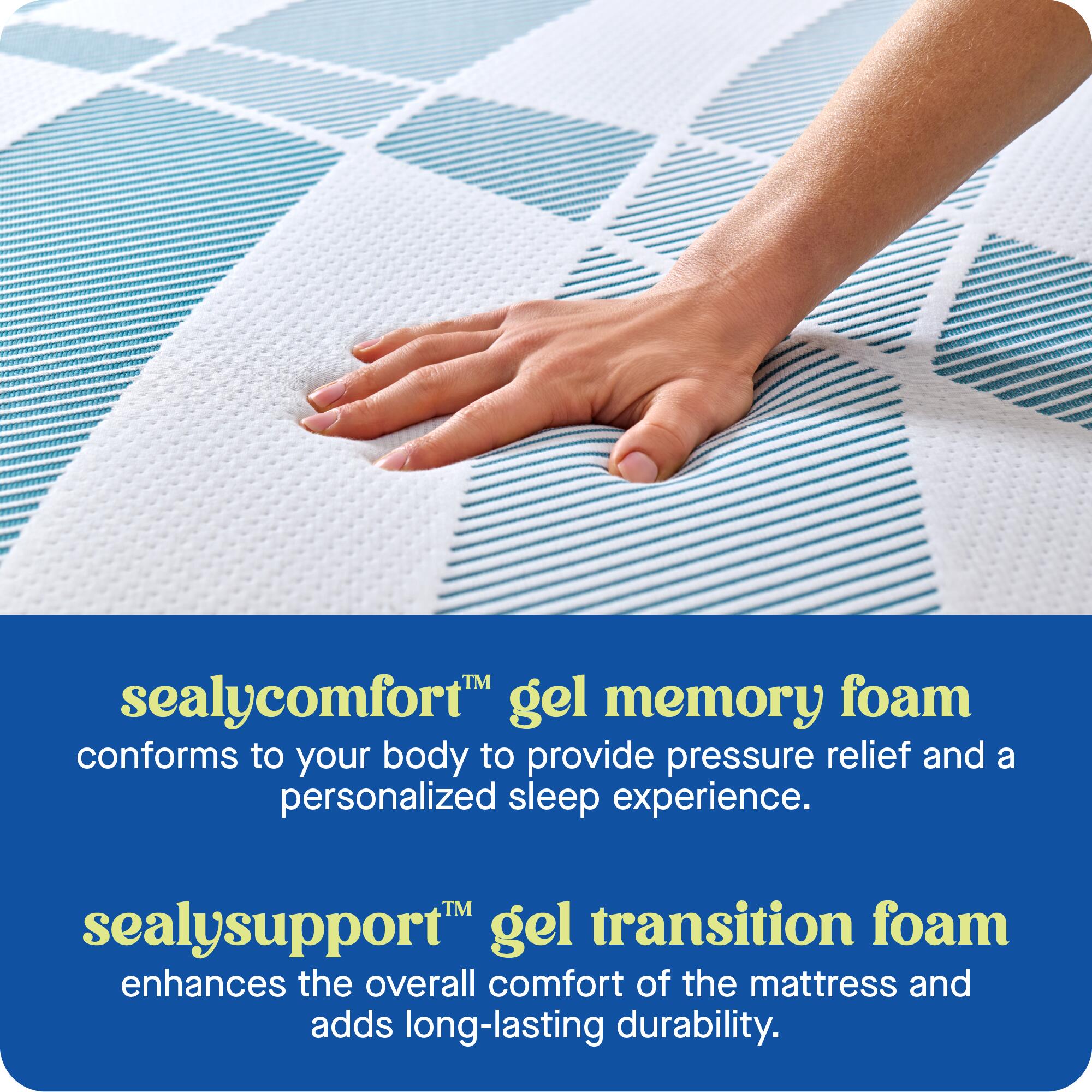 Sealy Dreamlife Medium Memory Foam Queen Mattress, Blue/White/Gray, large