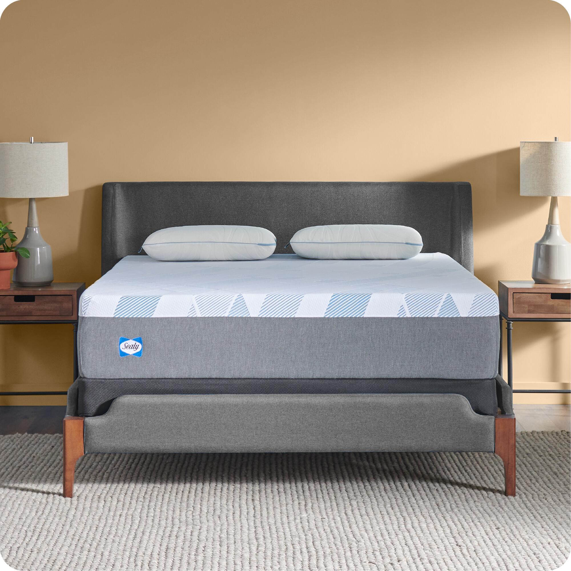 Sealy Dreamlife Solid Medium Memory Foam Queen Mattress, Blue/White/Gray, rollover