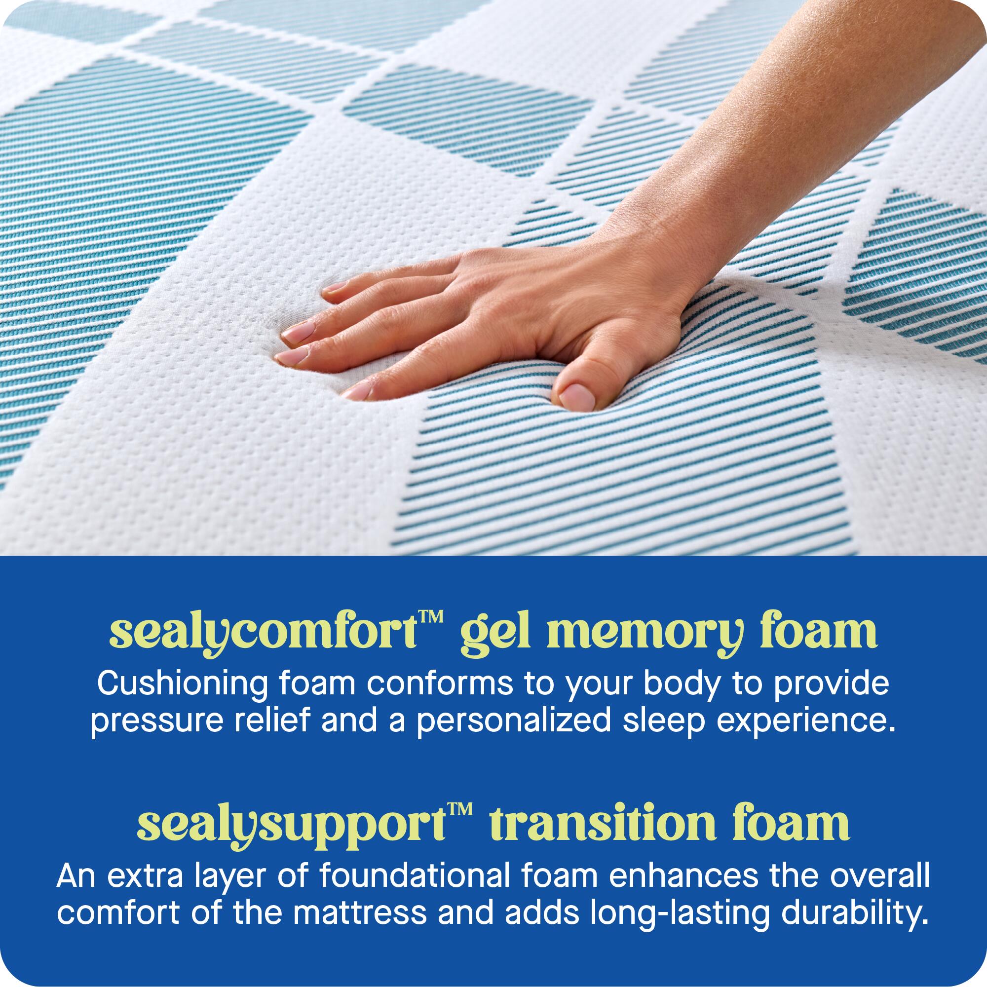 Sealy Dreamlife Solid Medium Memory Foam Queen Mattress, Blue/White/Gray, large