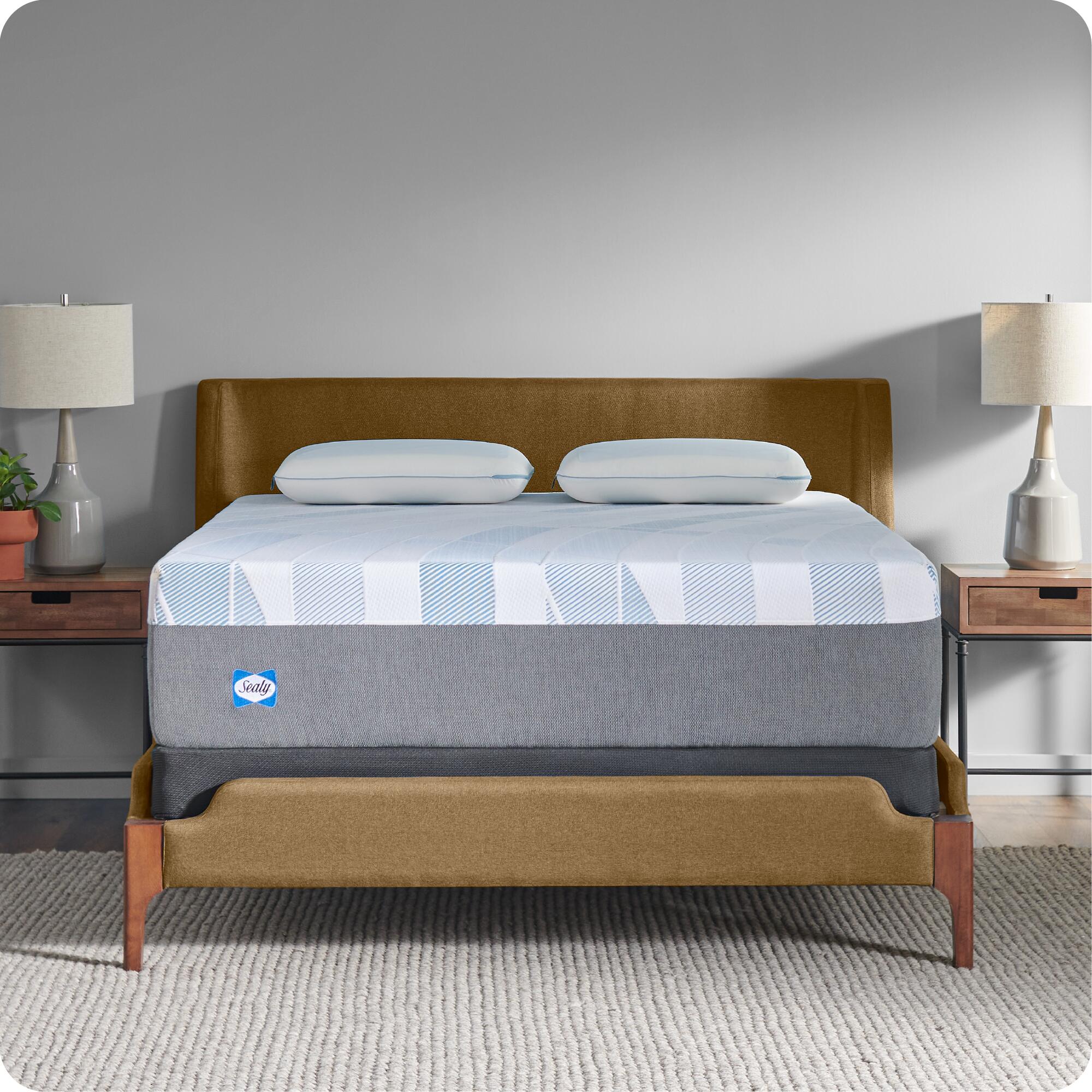 Sealy Dreamlife Cozy Medium Memory Foam California King Mattress, Blue/White/Gray, rollover