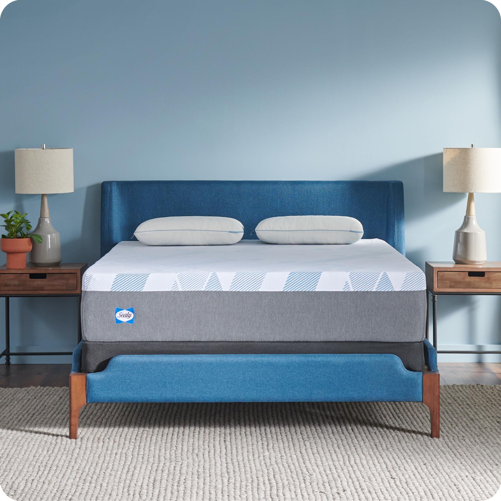 Sealy Dreamlife Medium Hybrid California King Mattress, Blue/White/Gray, rollover
