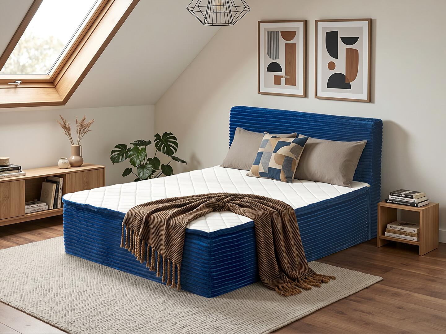 HOMLUX Medium Full Mattress, Blue, large