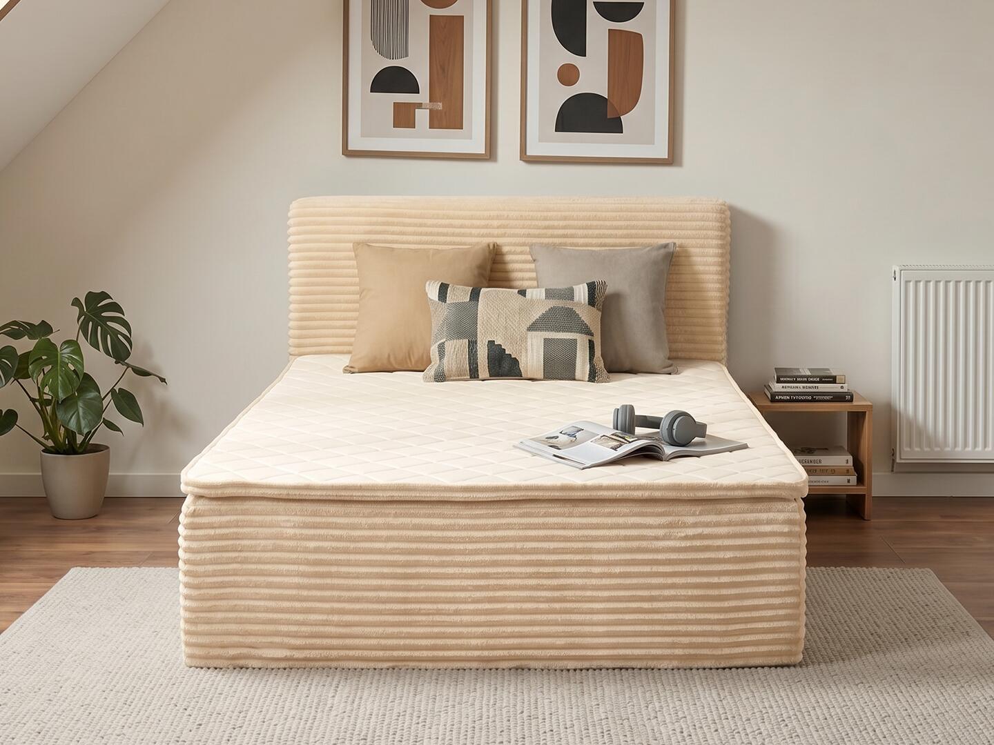 HOMLUX Medium Full Mattress, Beige, large