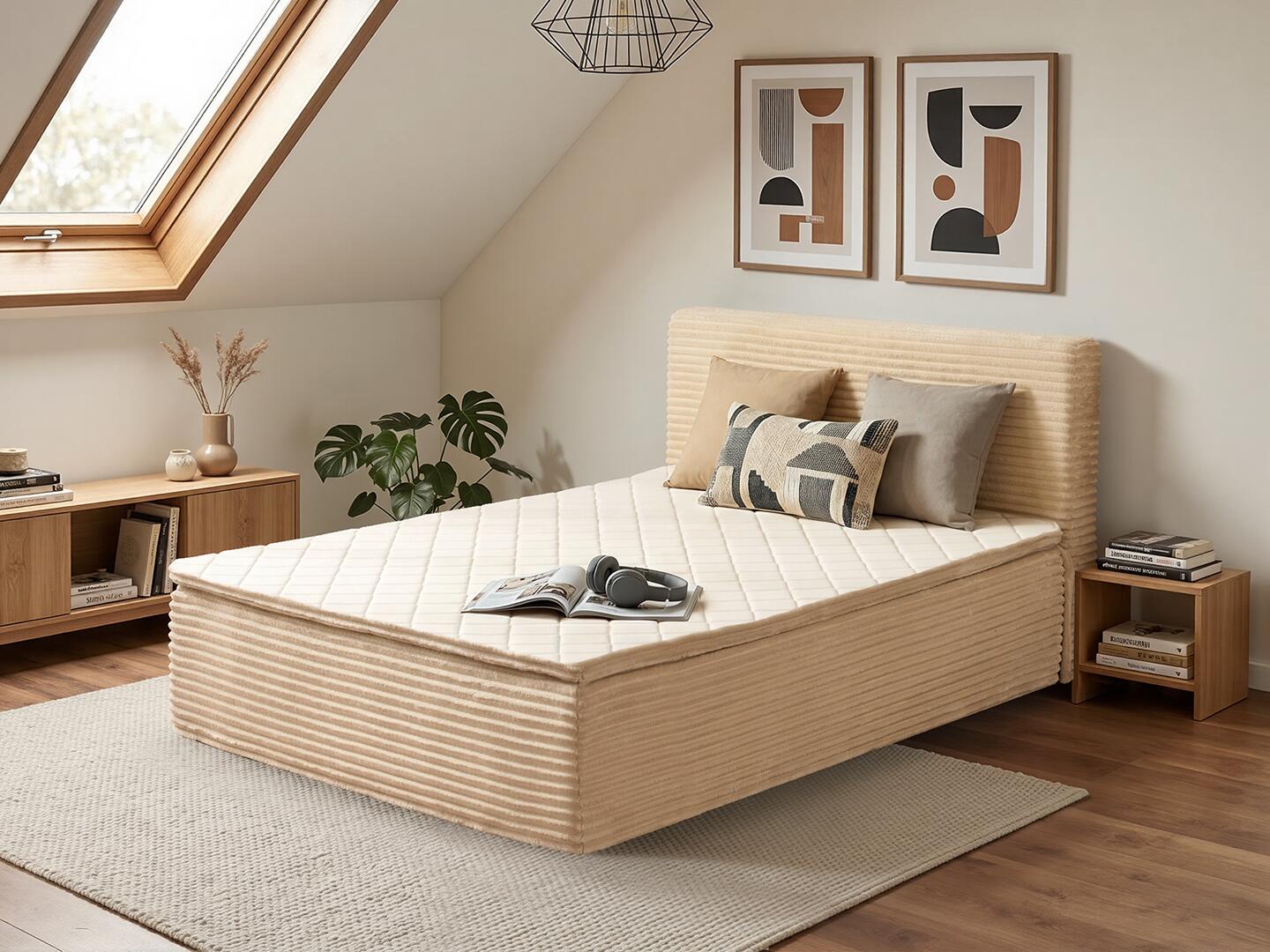 HOMLUX Medium Full Mattress, Beige, large