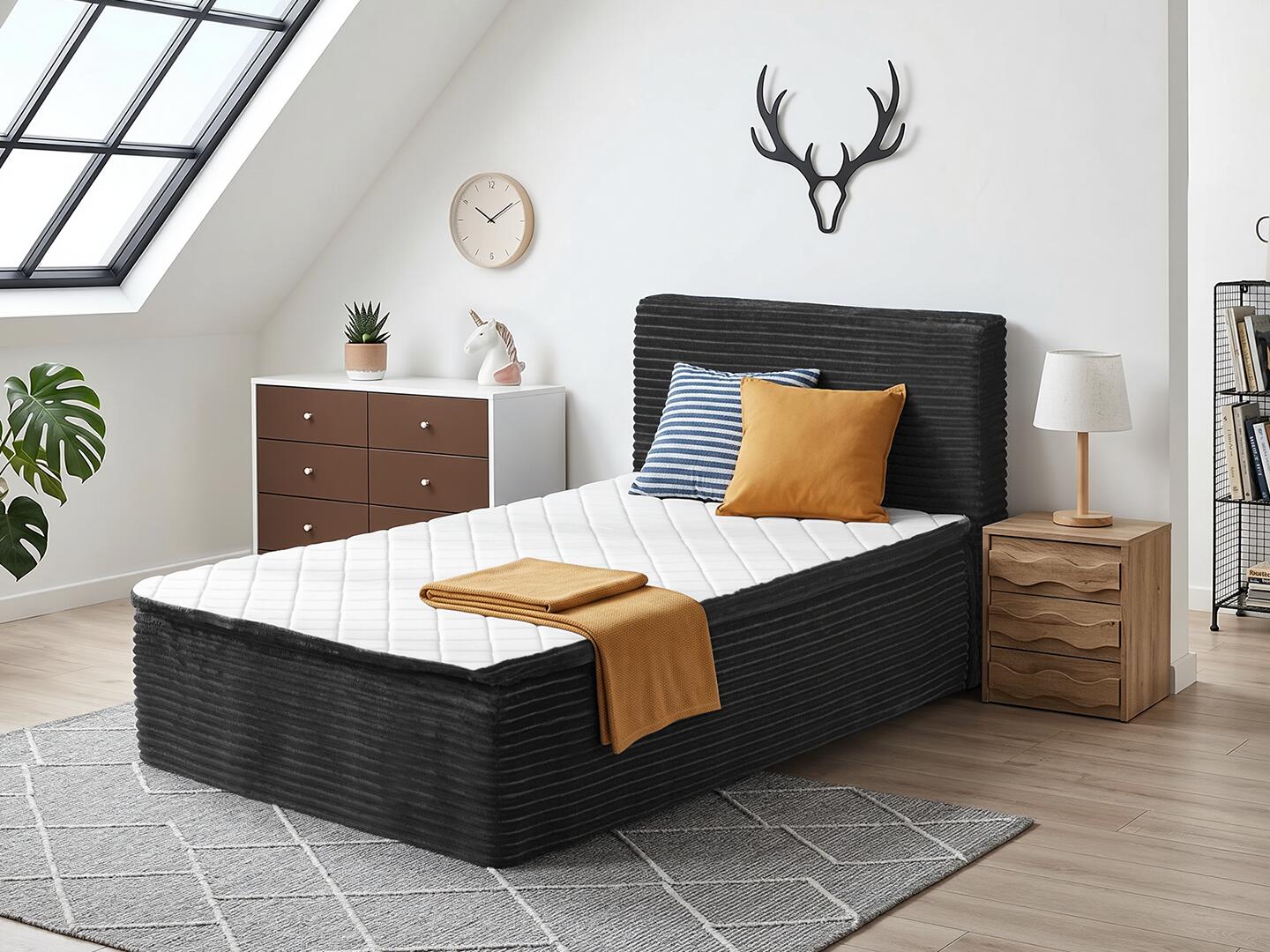 HOMLUX Medium Twin Mattress, Gray, large