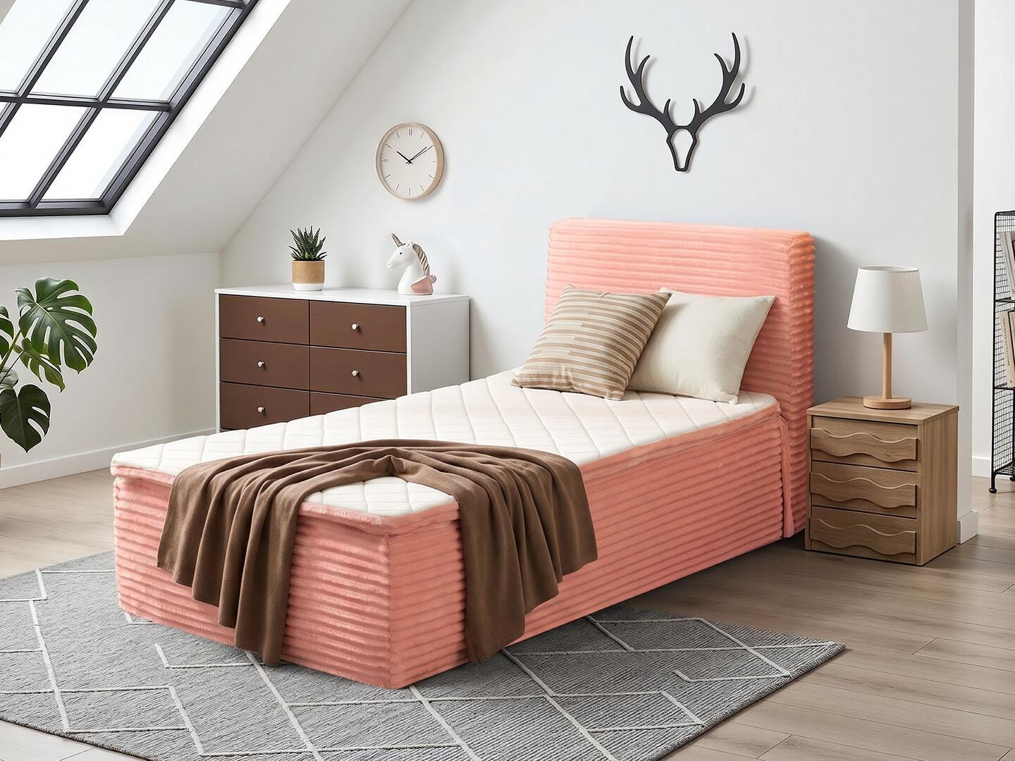 HOMLUX Medium Twin Mattress, Pink, large