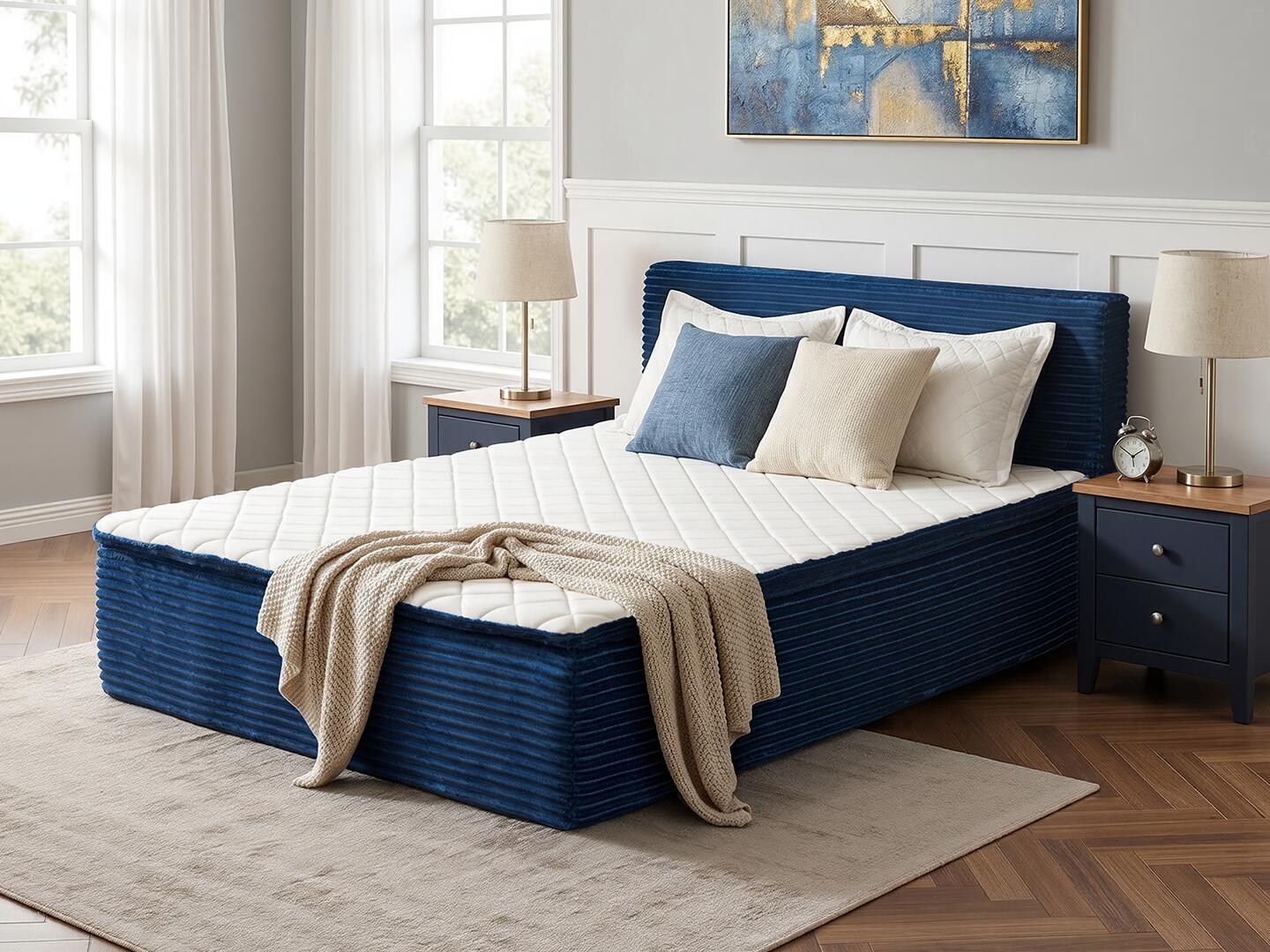 HOMLUX Medium Queen Mattress, Blue, large