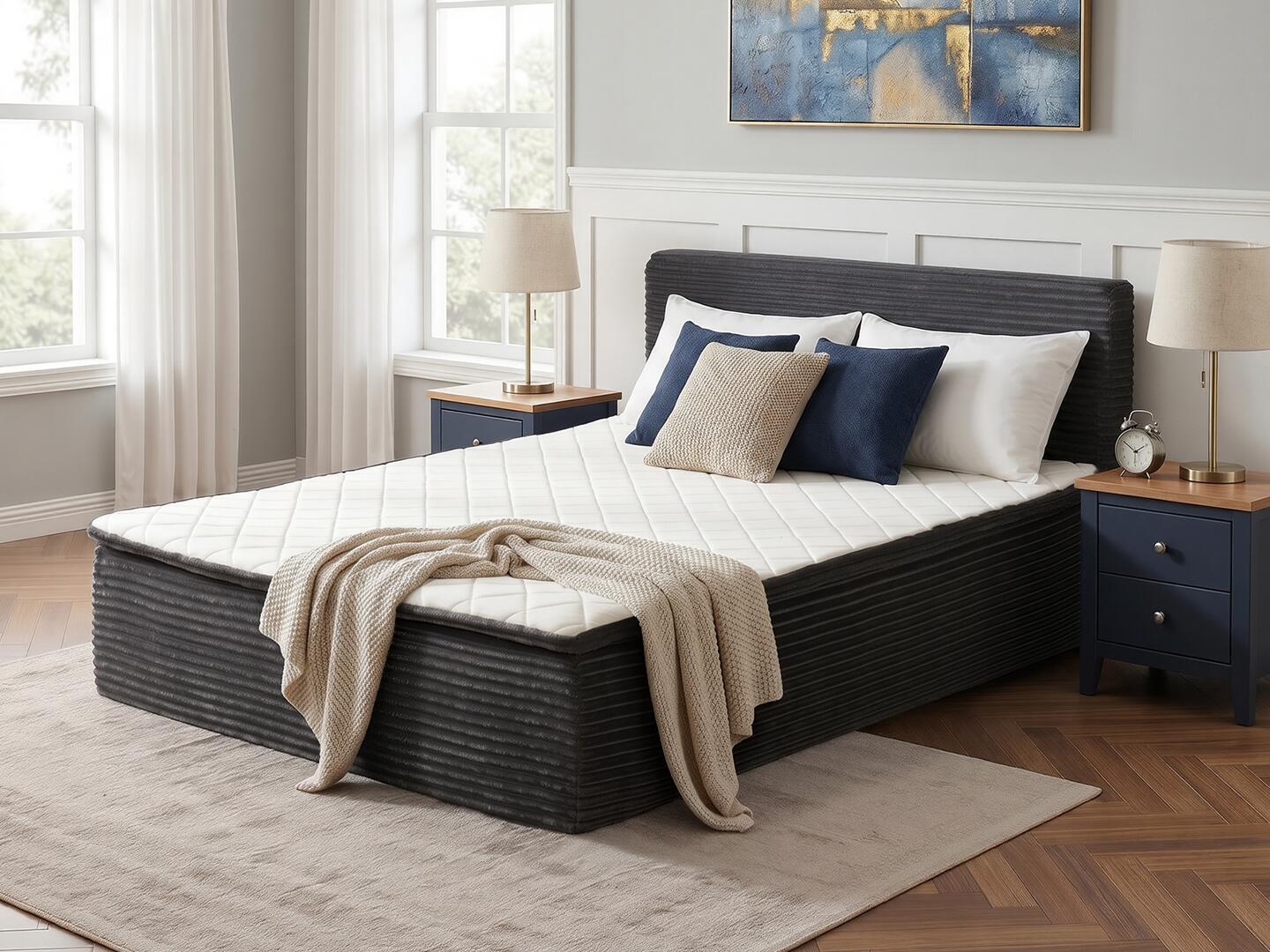 HOMLUX Medium Queen Mattress, Gray, large