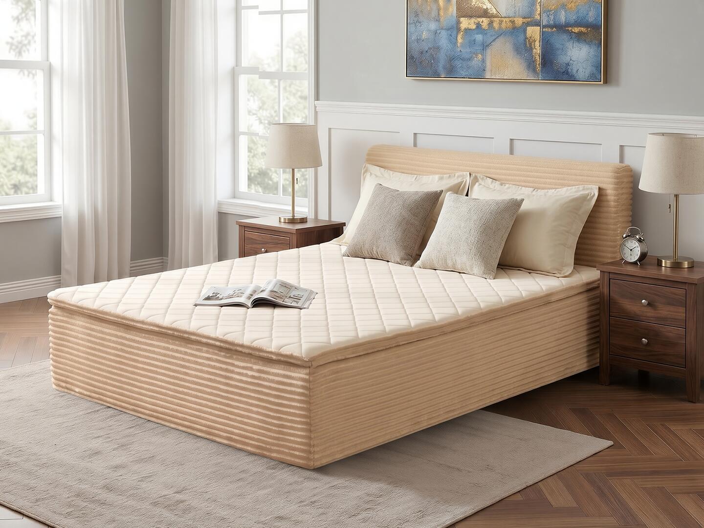 HOMLUX Medium Queen Mattress, Beige, large