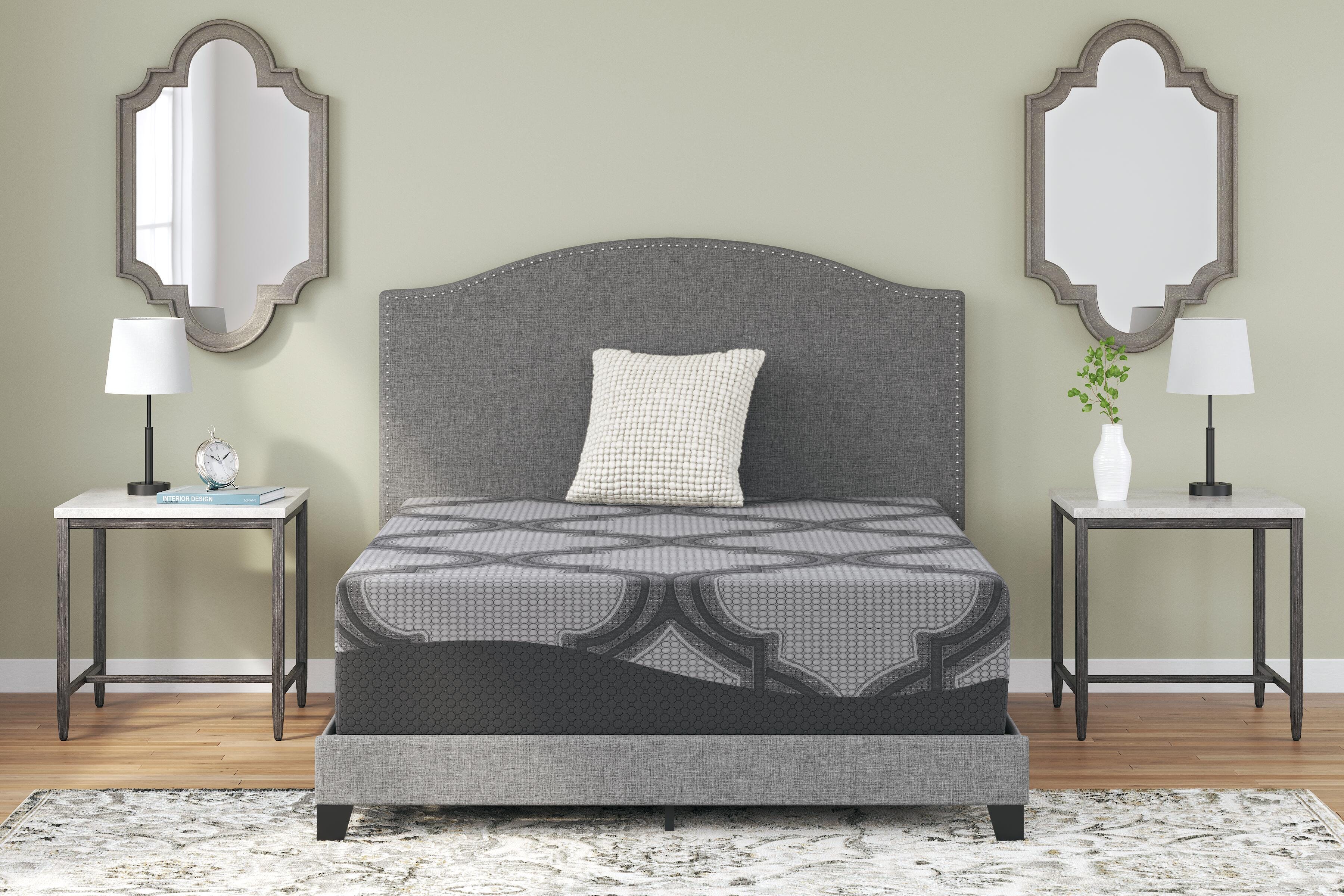 14 Inch Ashley Hybrid King Mattress, Gray, large