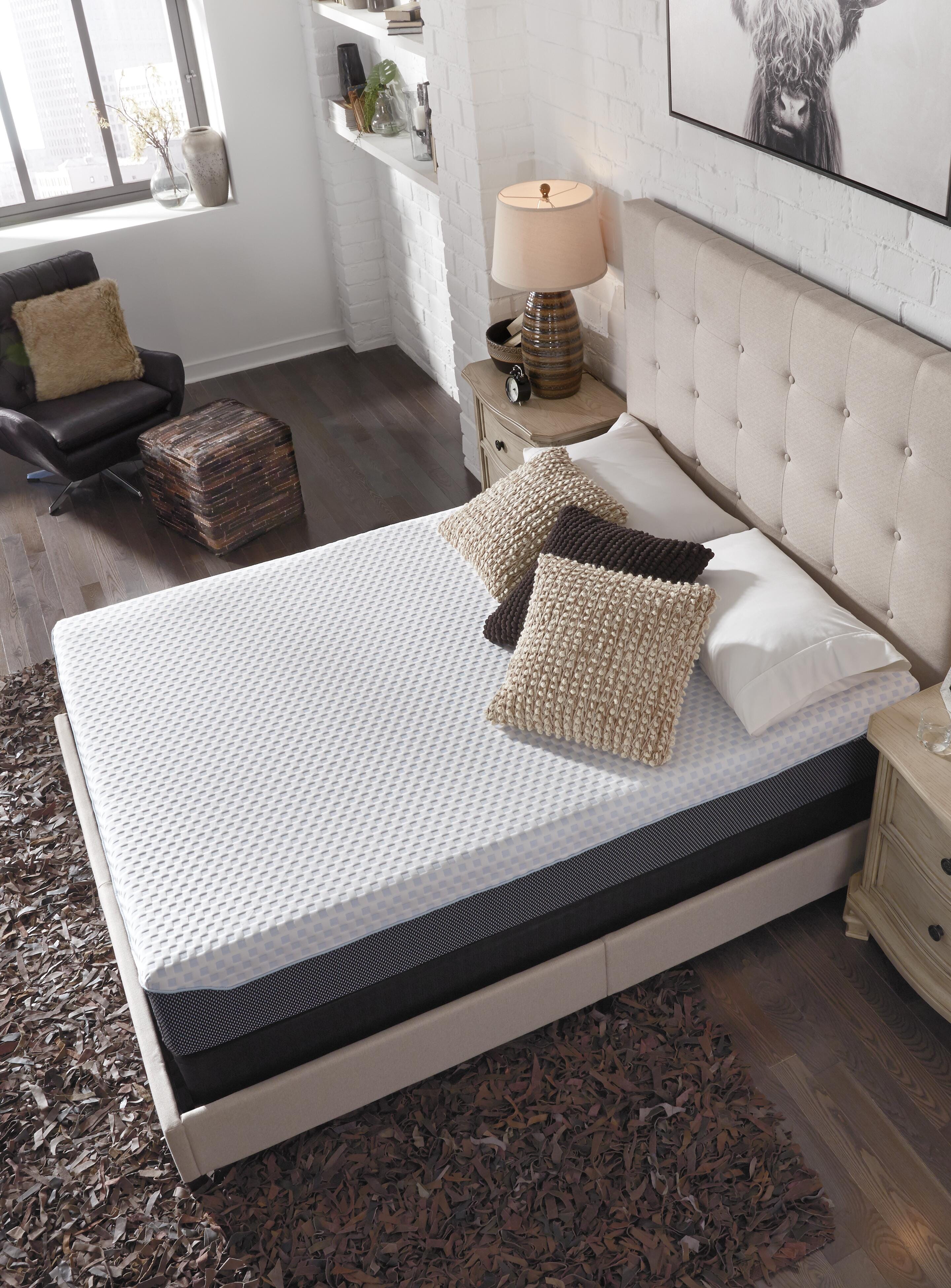 10 Inch Chime Elite Twin Memory Foam Mattress in a box, White/Blue, large