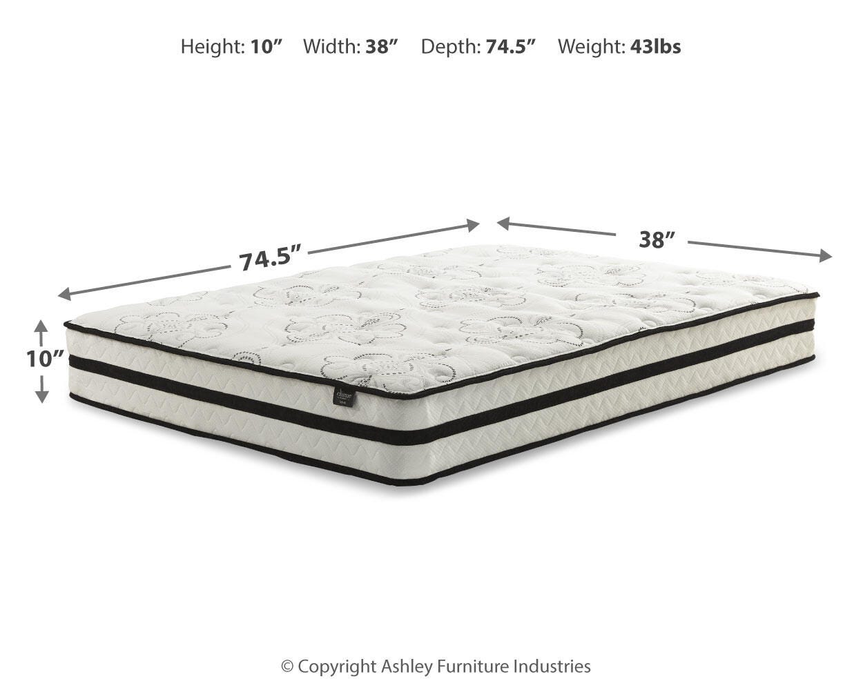 Chime 10 Inch Medium Hybrid Twin Mattress | Ashley