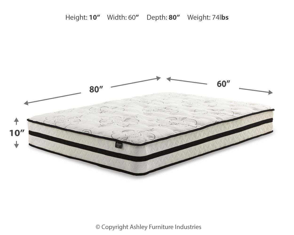 Chime 10 Inch Hybrid Dimensions