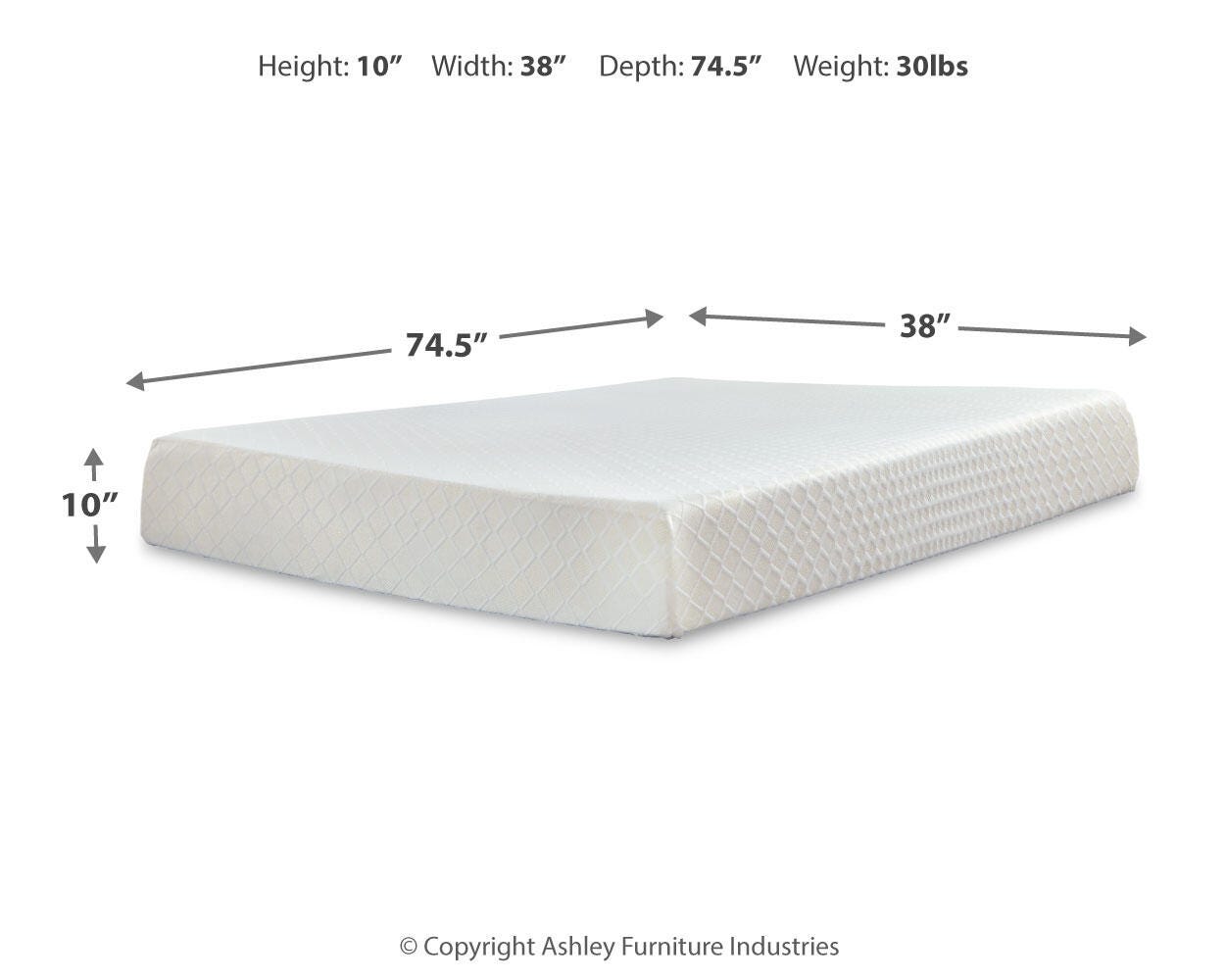 10 Inch Chime Memory Foam Dimensions