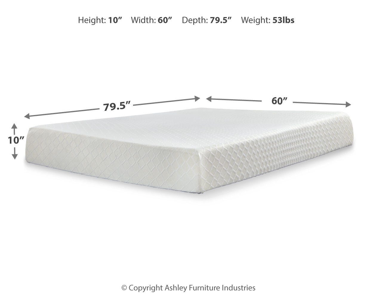 10 Inch Chime Memory Foam Dimensions