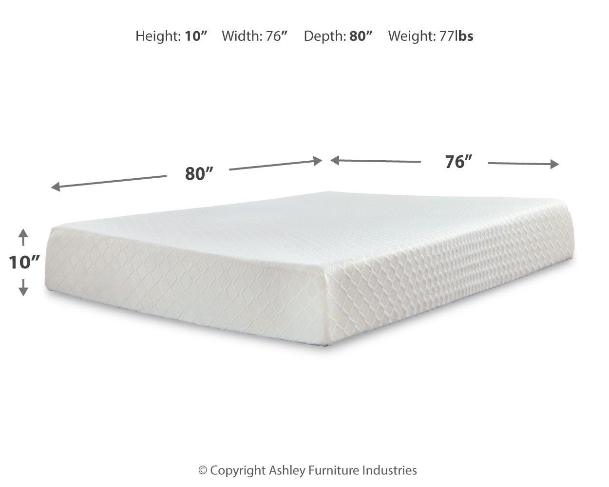 10 Inch Chime Memory Foam Dimensions