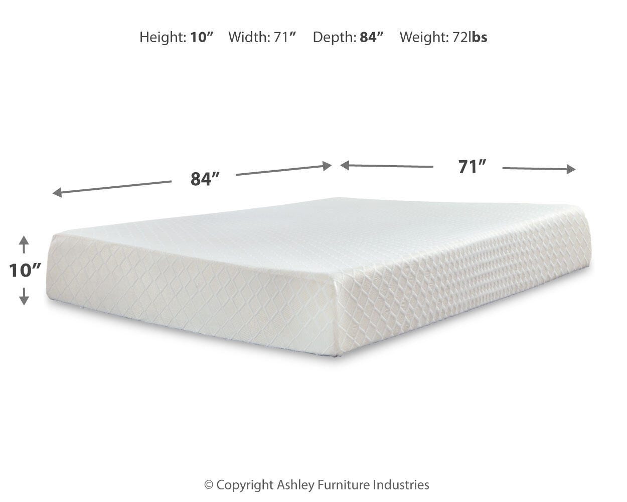 10 Inch Chime Memory Foam Dimensions