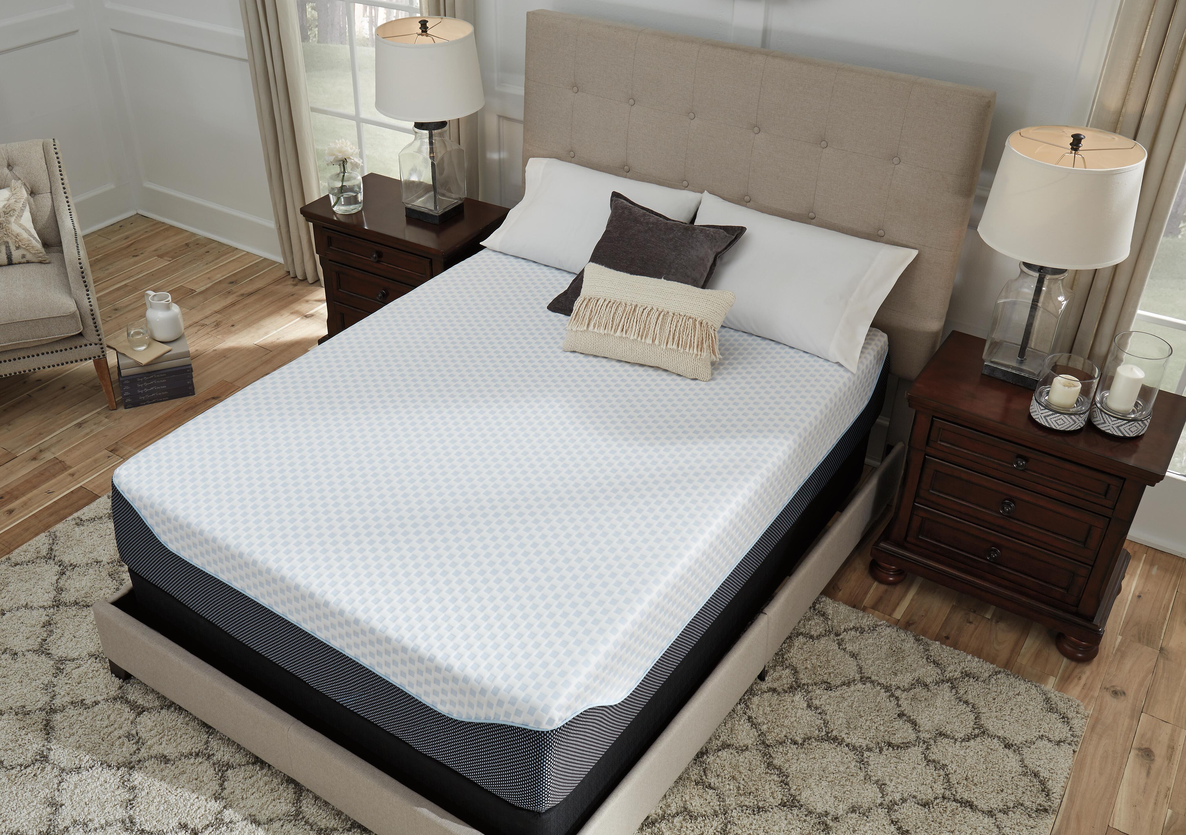 14 Inch Chime Elite Queen Memory Foam Mattress in a Box, White/Blue, large