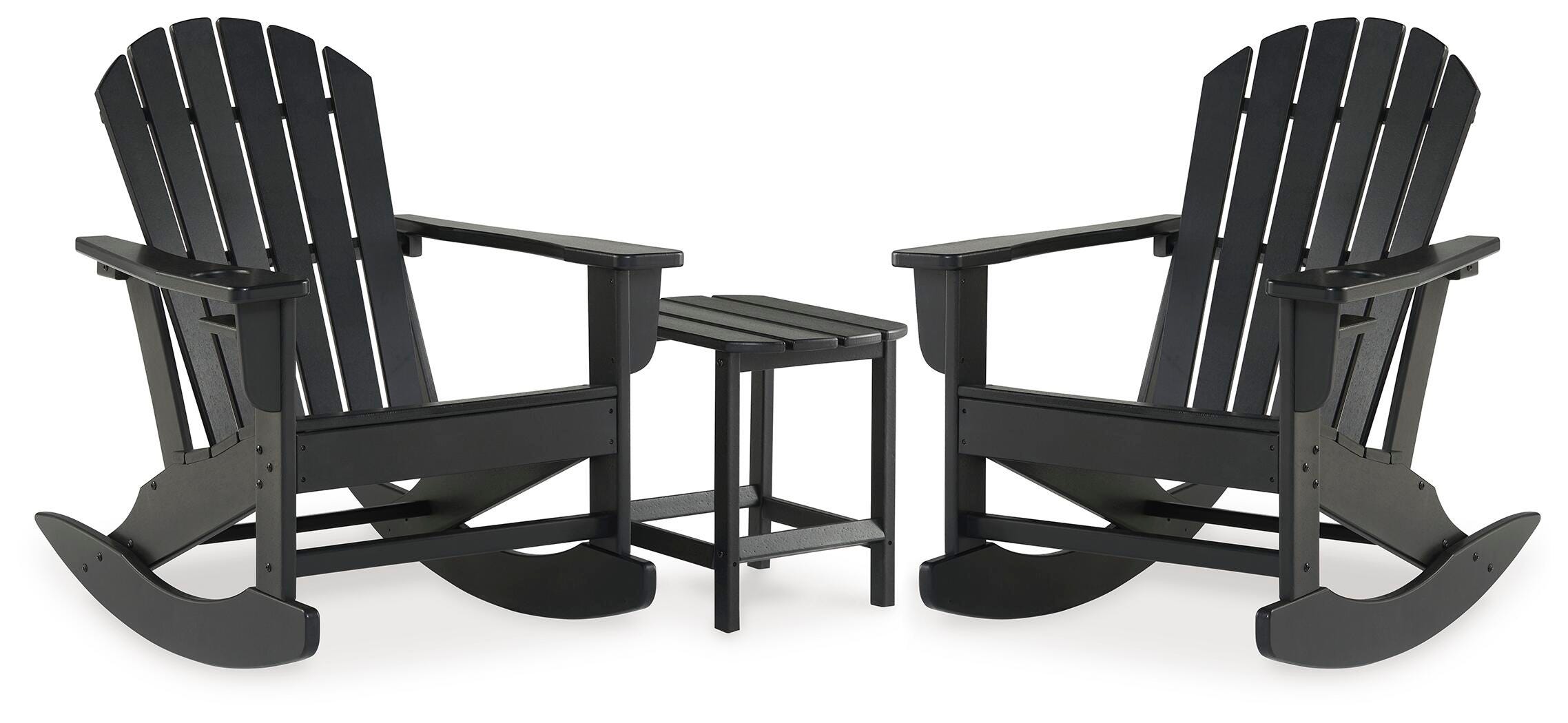 Sundown Treasure 2 Outdoor Chairs with End Table, Black, large