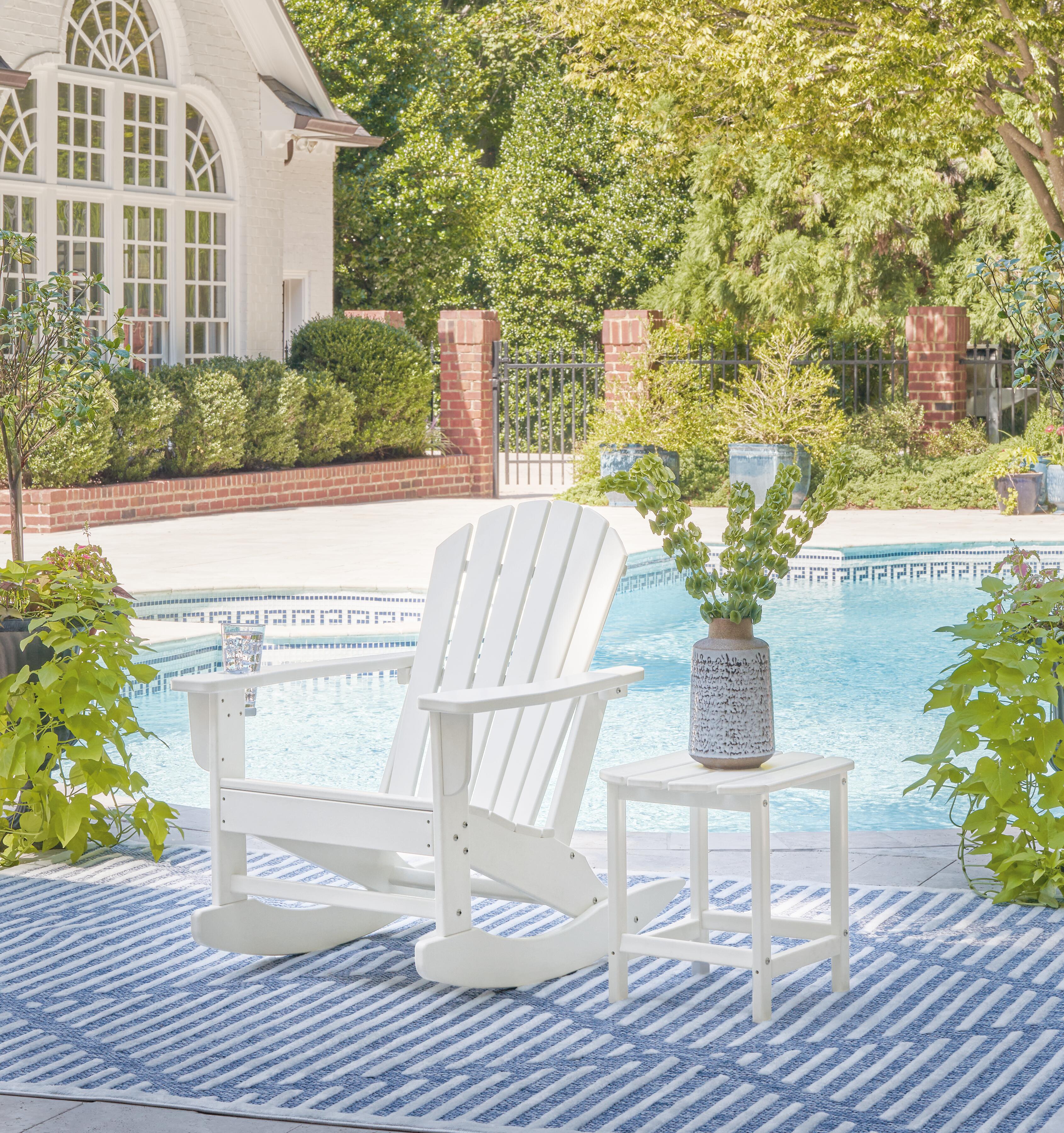 Sundown Treasure Outdoor Chair with End Table, White, large