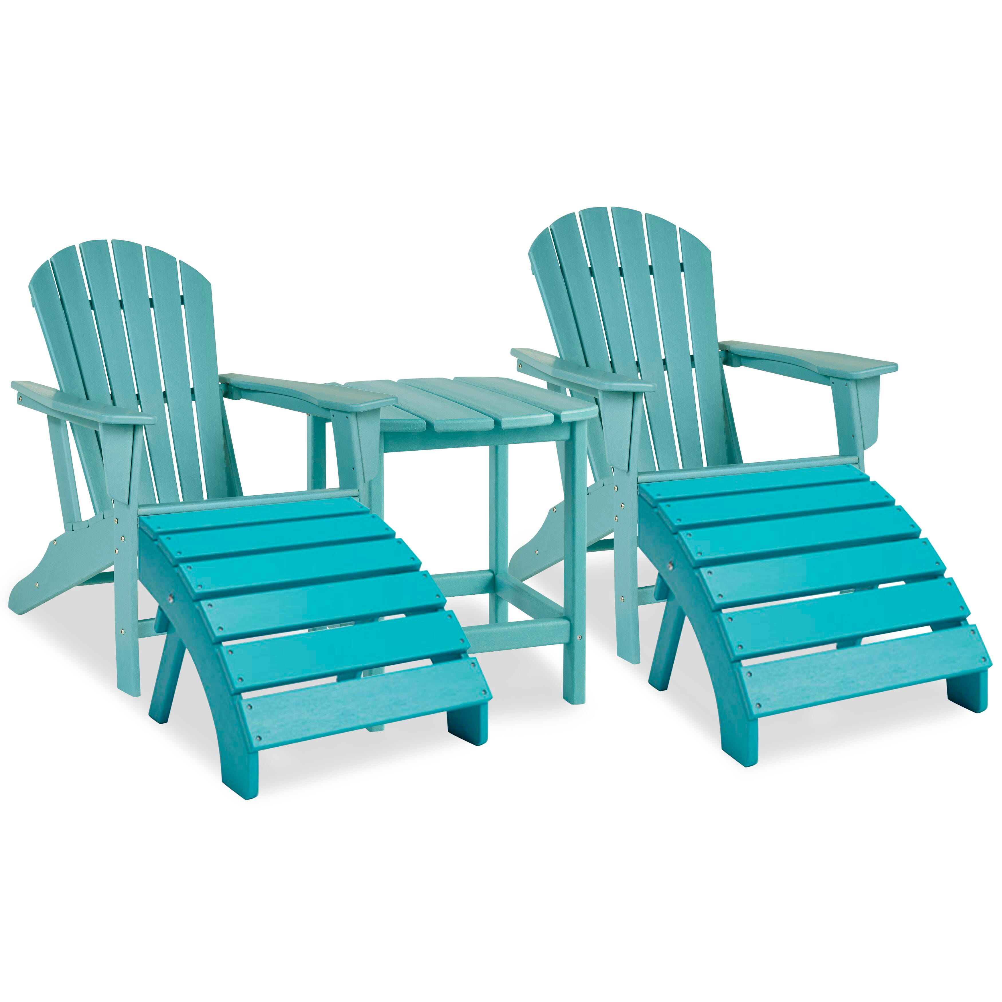Sundown Treasure 2 Outdoor Adirondack Chairs and Ottomans with Side Table, Turquoise, large