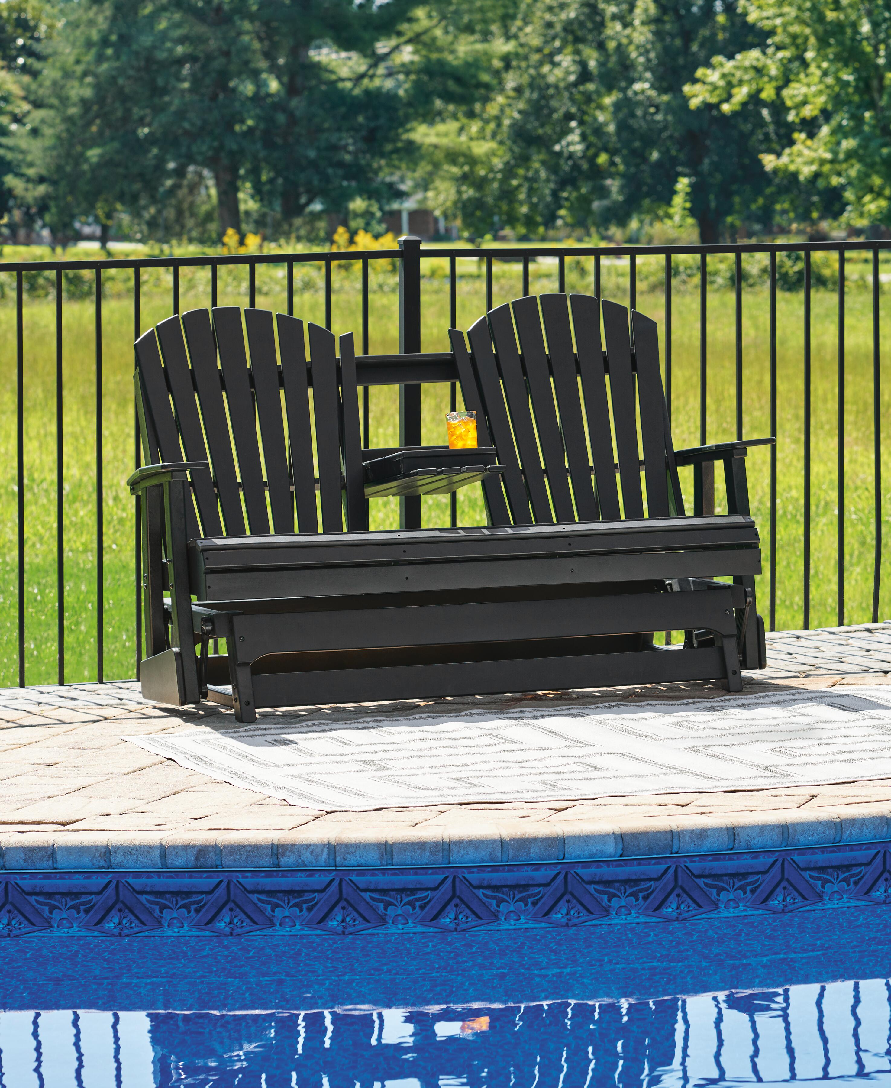 Hyland Wave Outdoor Glider Loveseat, Black, large