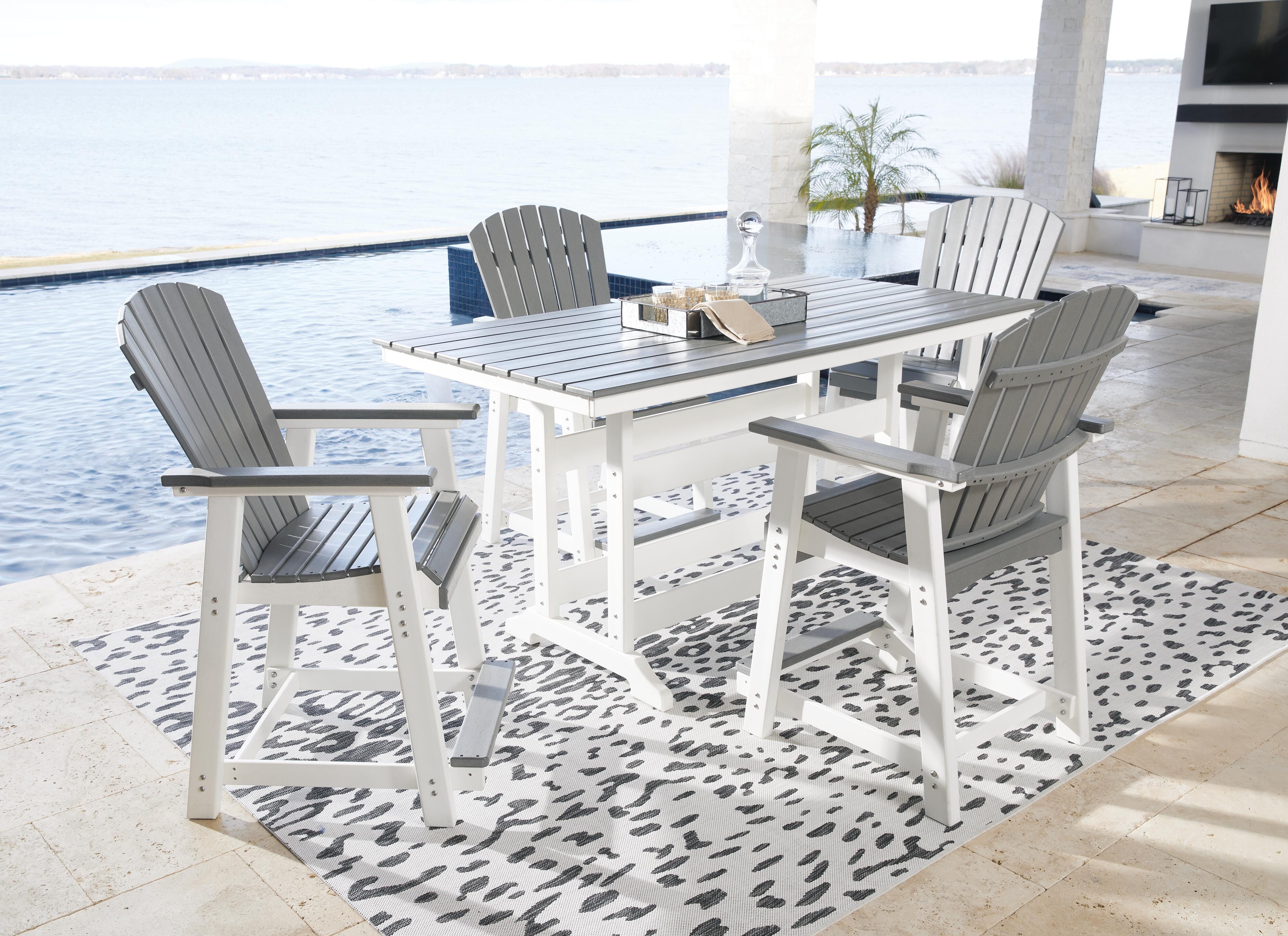 Mesa de comedor de altura de mostrador Transville Outdoor con 4 taburetes de bar