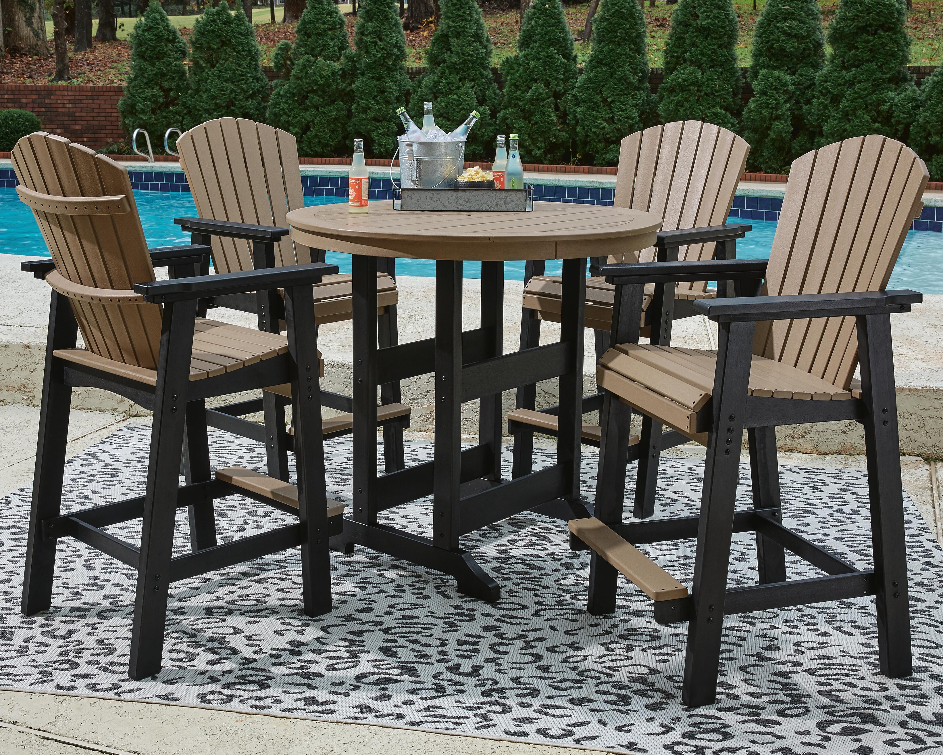 Fairen Trail Outdoor Bar Table and 4 Barstools, , large