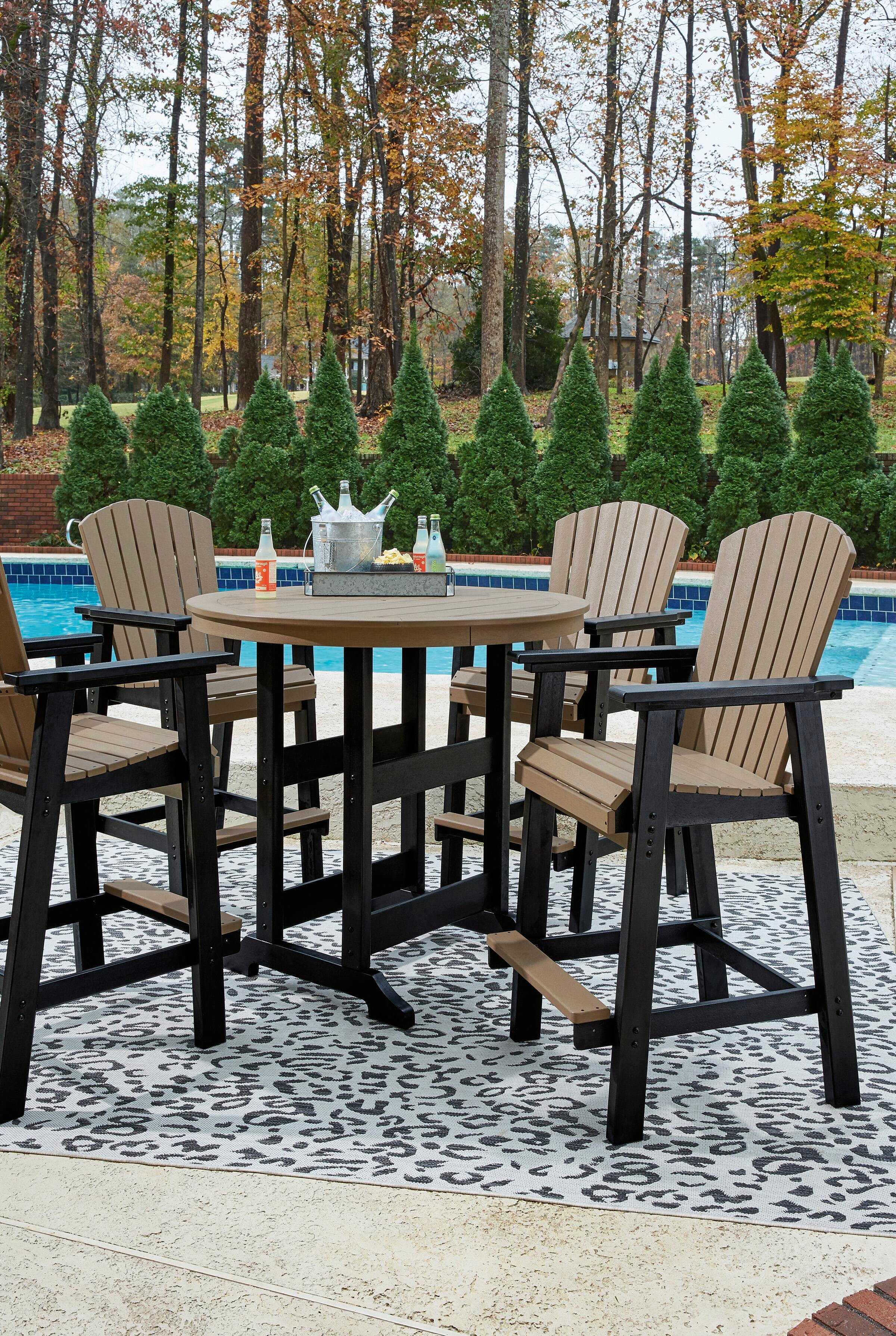 Fairen Trail Outdoor Bar Table and 4 Barstools, , large
