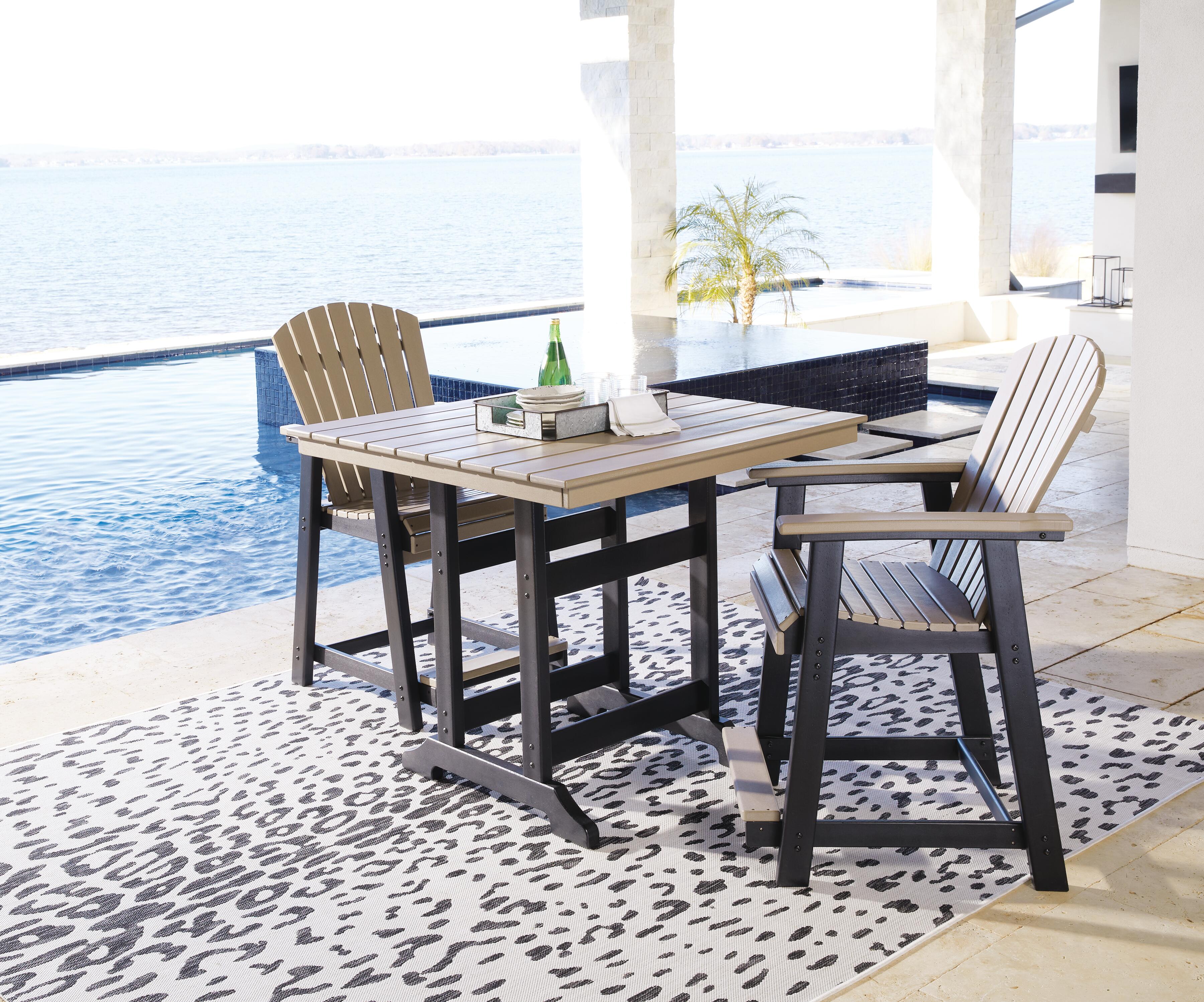 Fairen Trail Outdoor Counter Height Dining Table and 2 Barstools, , large